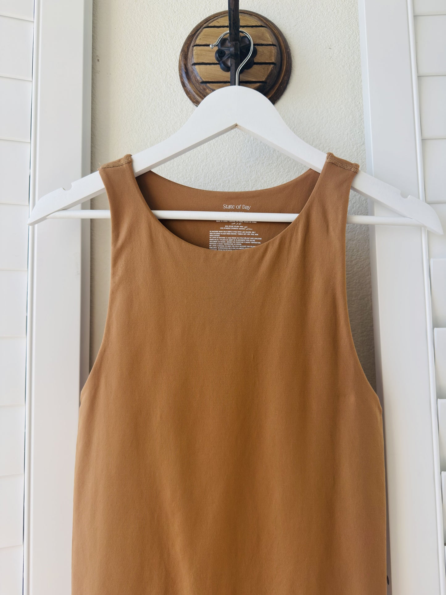 State of Day Intimates Seamless High Neck Bodysuit in Camel - Size M