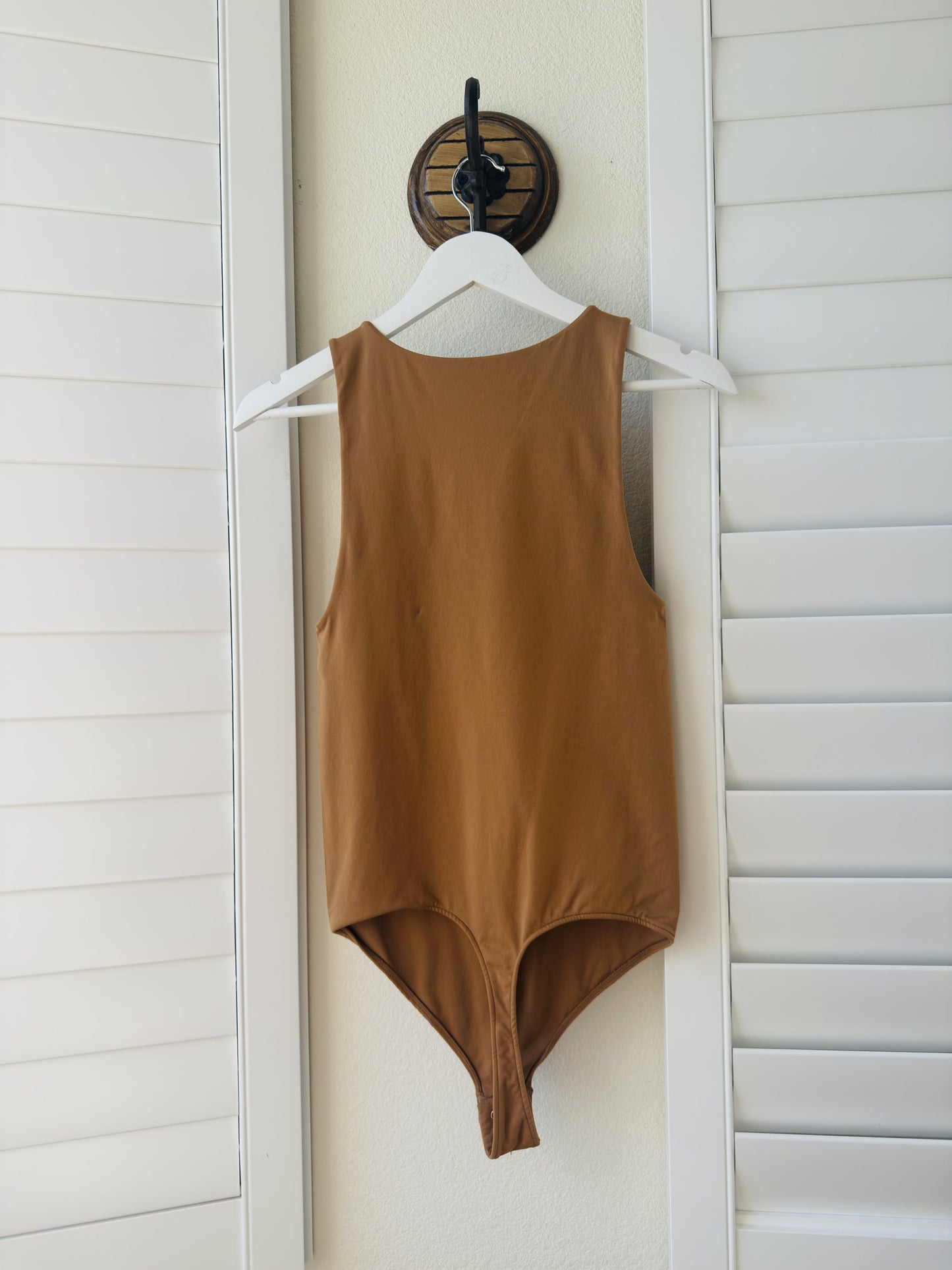 State of Day Intimates Seamless High Neck Bodysuit in Camel - Size M