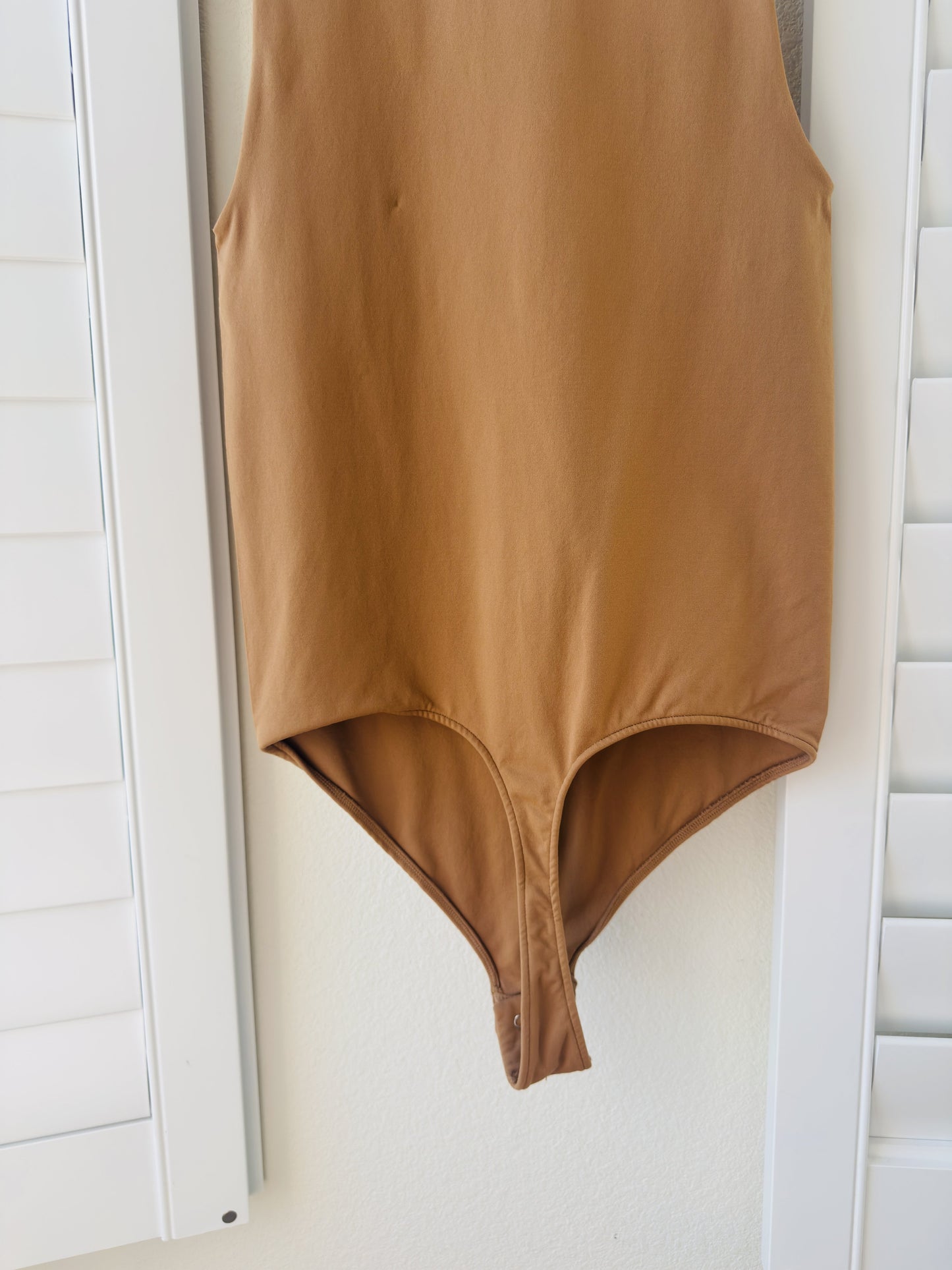 State of Day Intimates Seamless High Neck Bodysuit in Camel - Size M