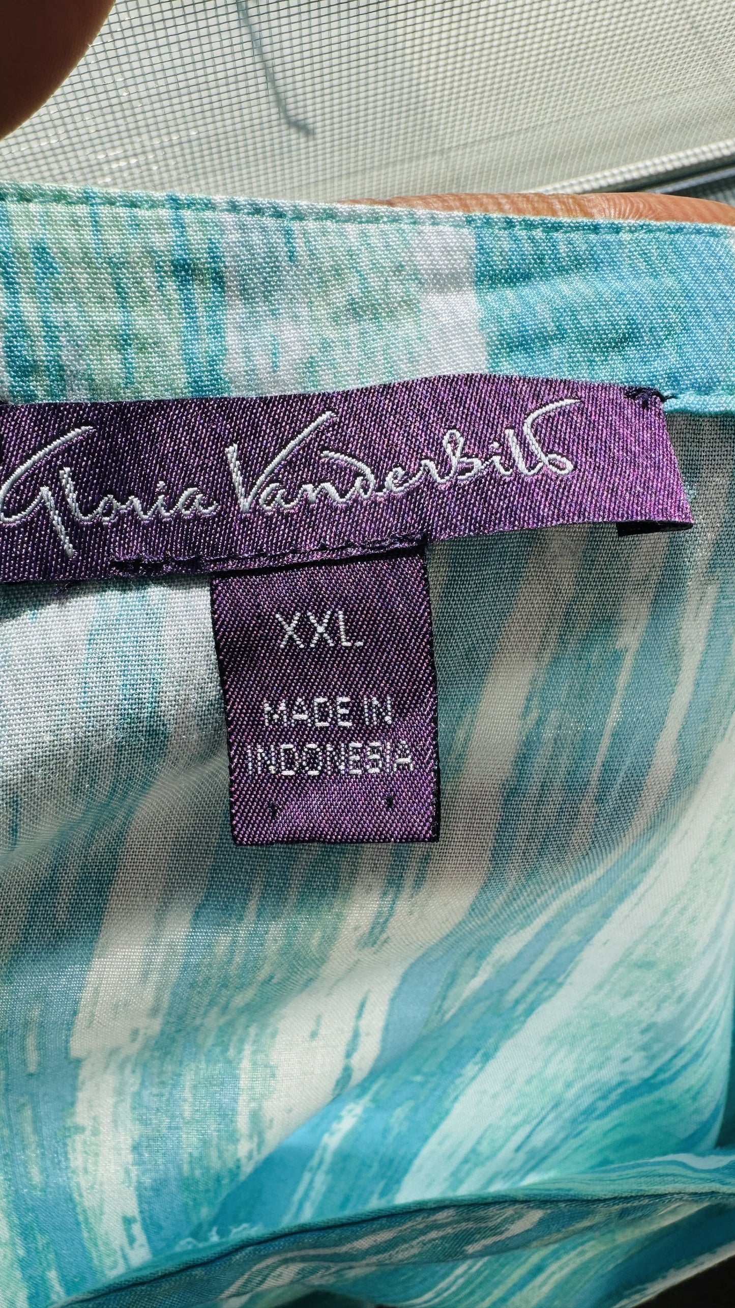 Gloria Vanderbilt Women's Blue Brushstroke V-Neck Tunic Top XXL