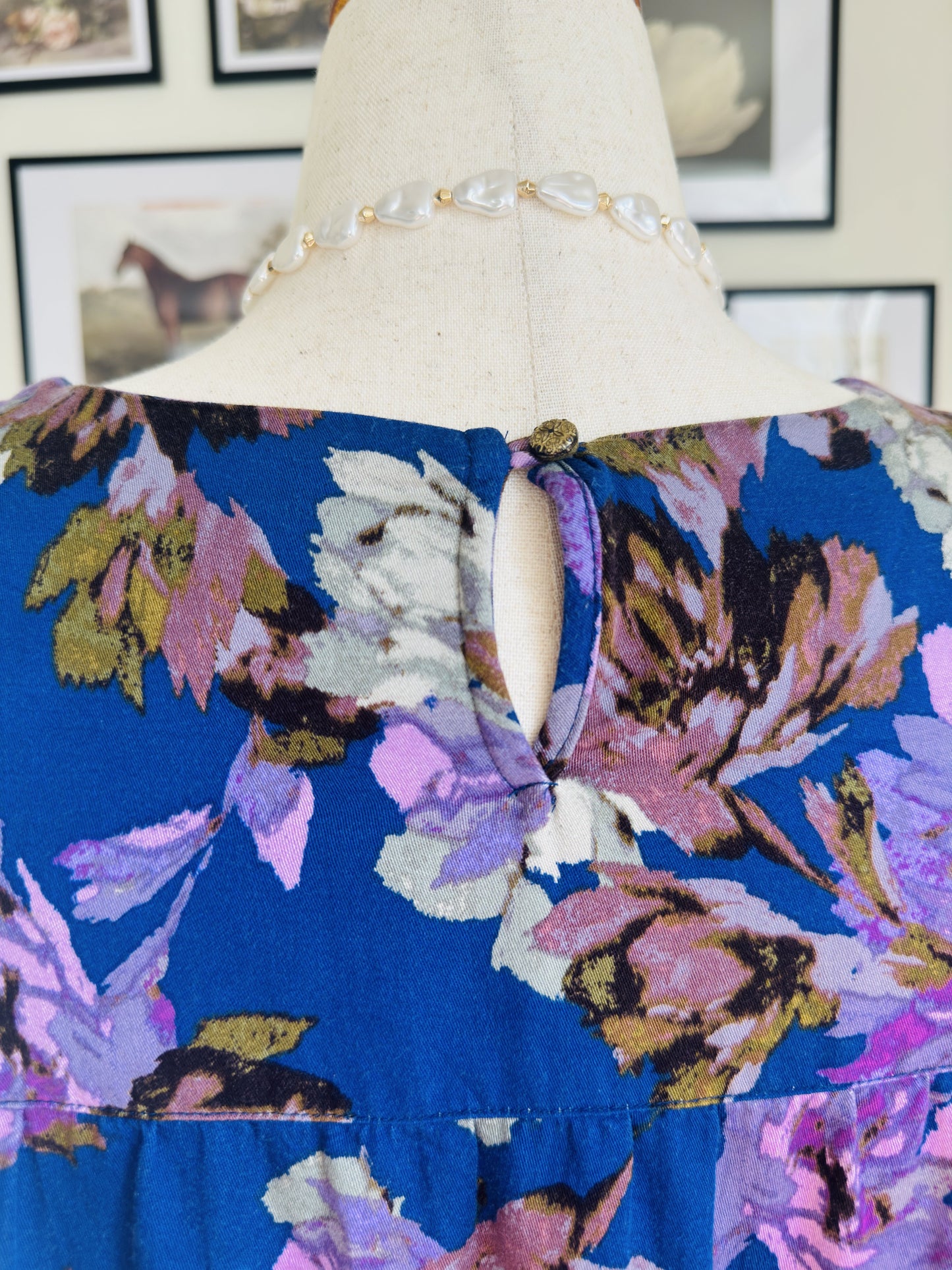 J.Jill Blue Floral V-Neck Blouse - Size XL