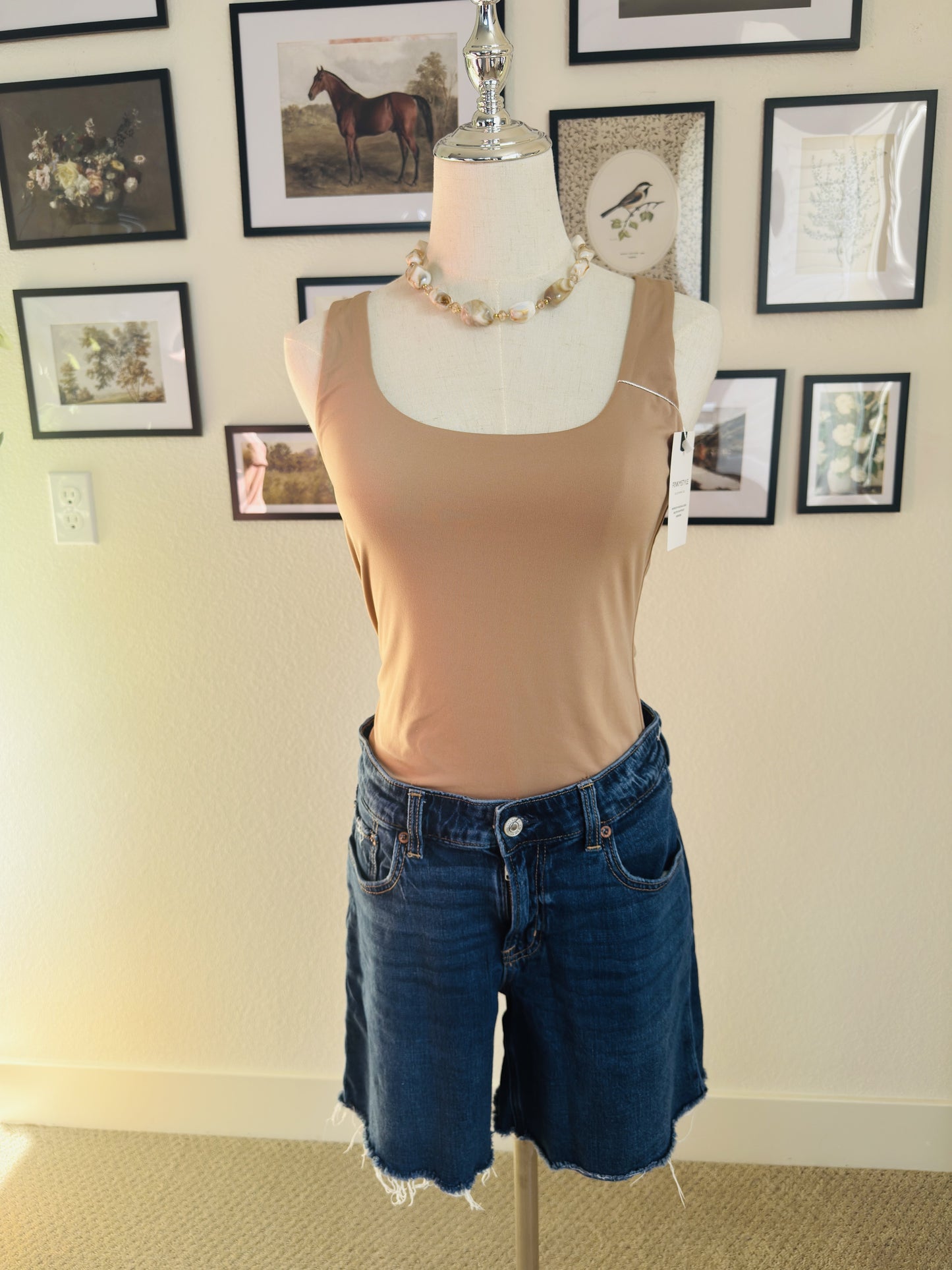 PinkmStyle Tan Scoop Neck Tank Top - Size M
