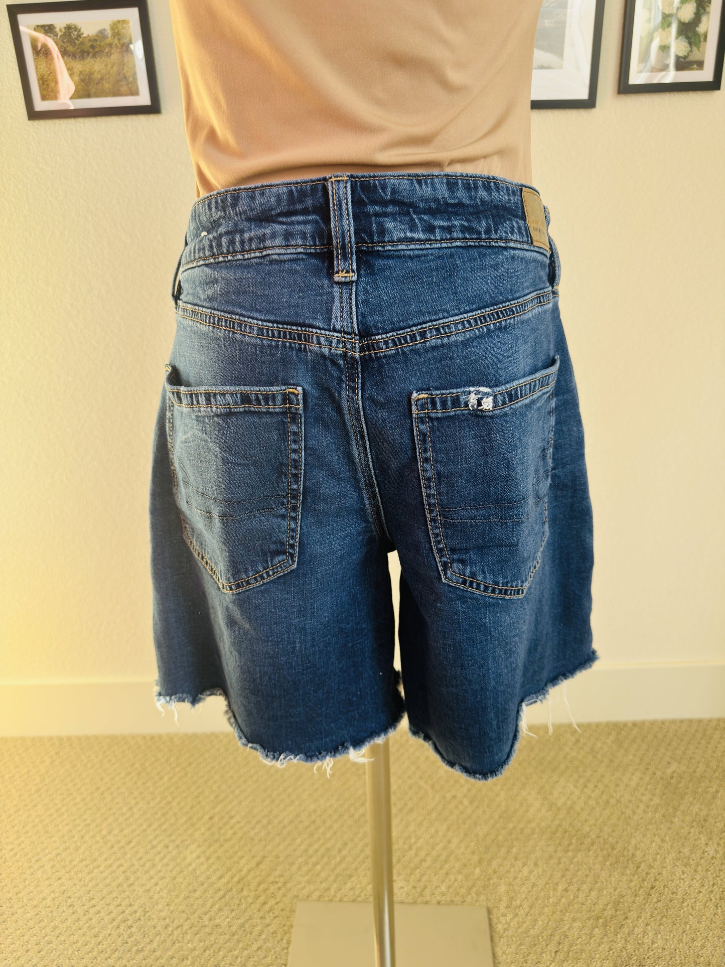 American Eagle Stretch Raw Hem Denim Bermuda Shorts Size 4