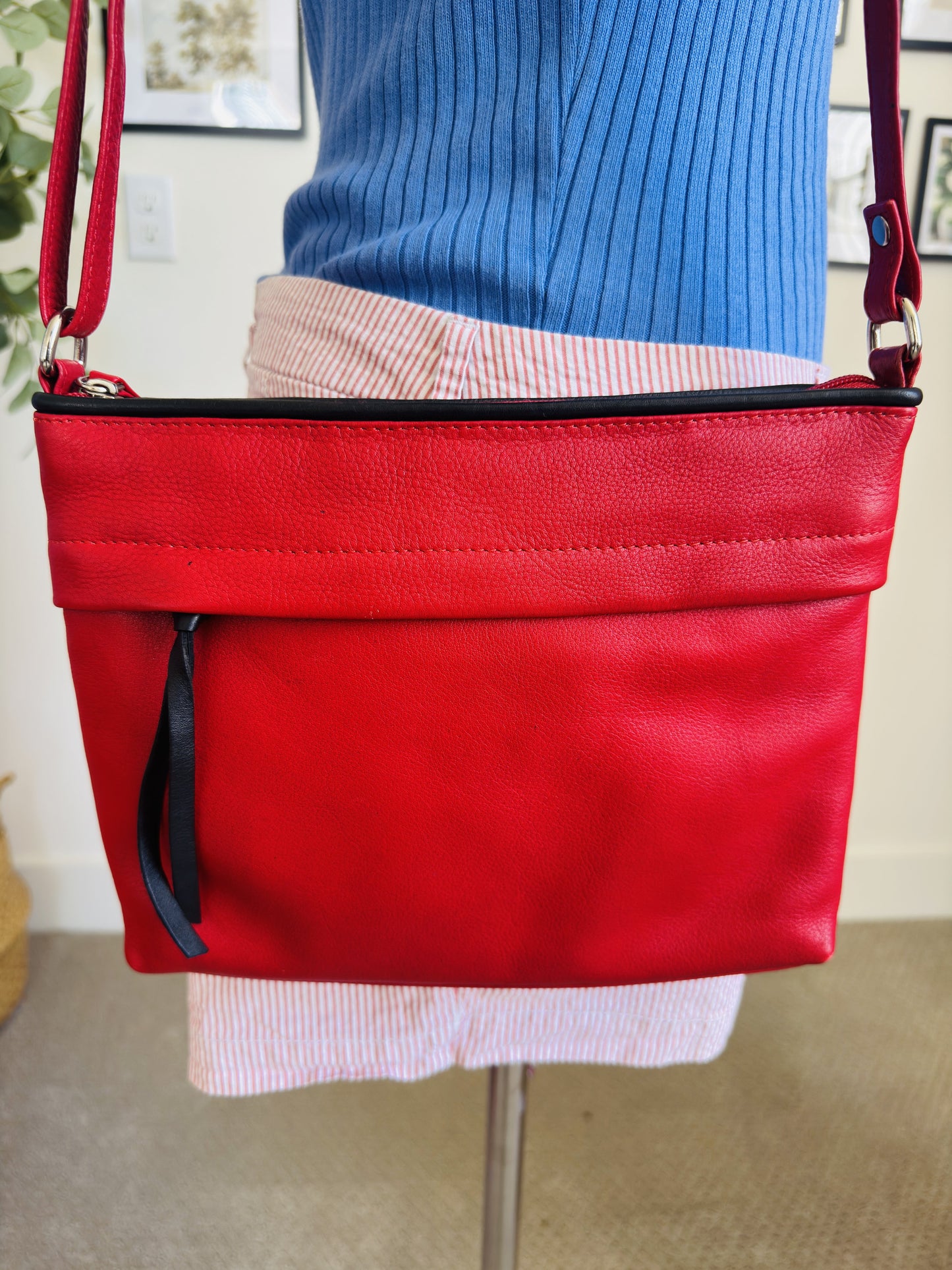 Pielino Red Leather Crossbody Bag