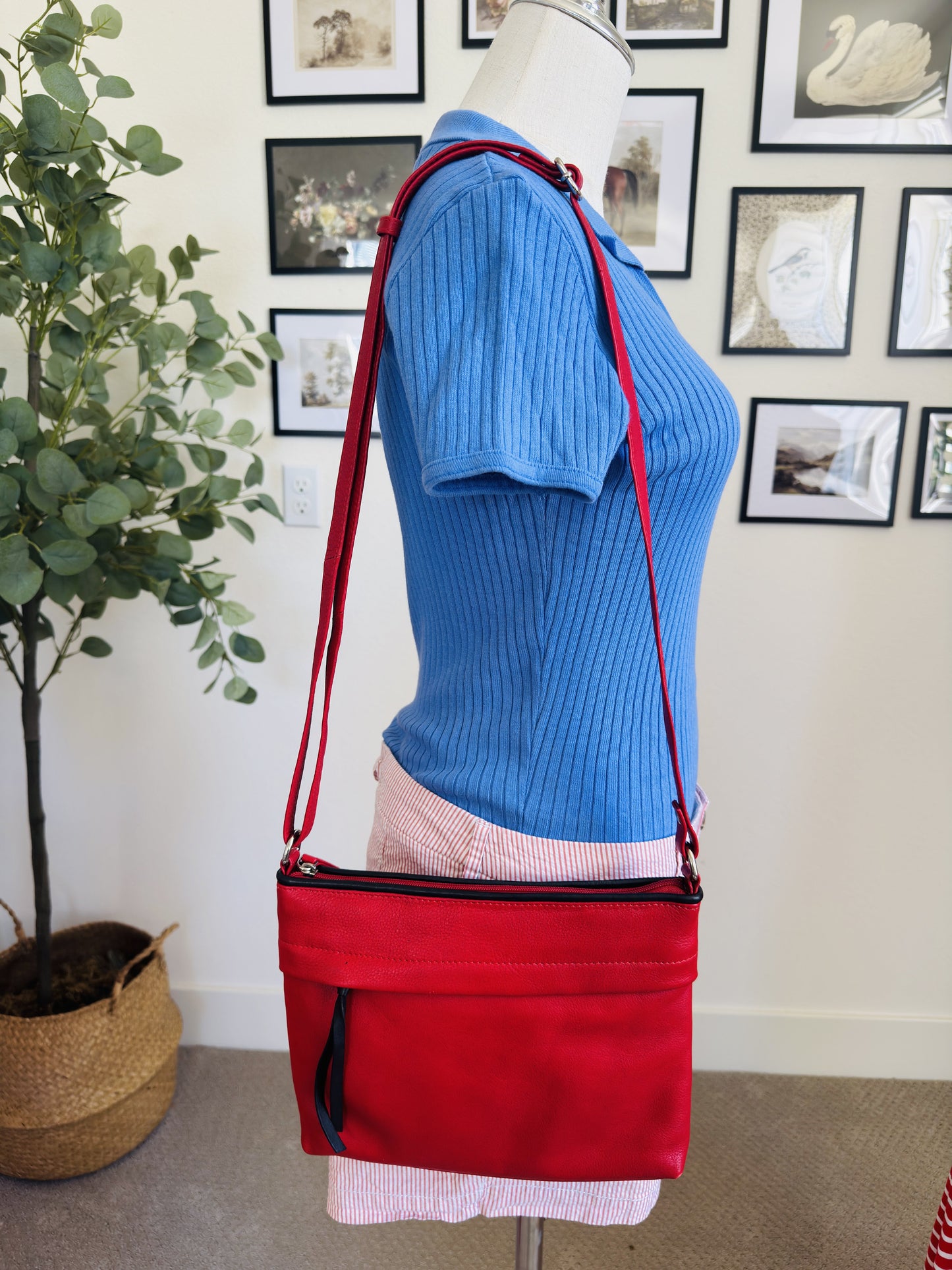 Pielino Red Leather Crossbody Bag