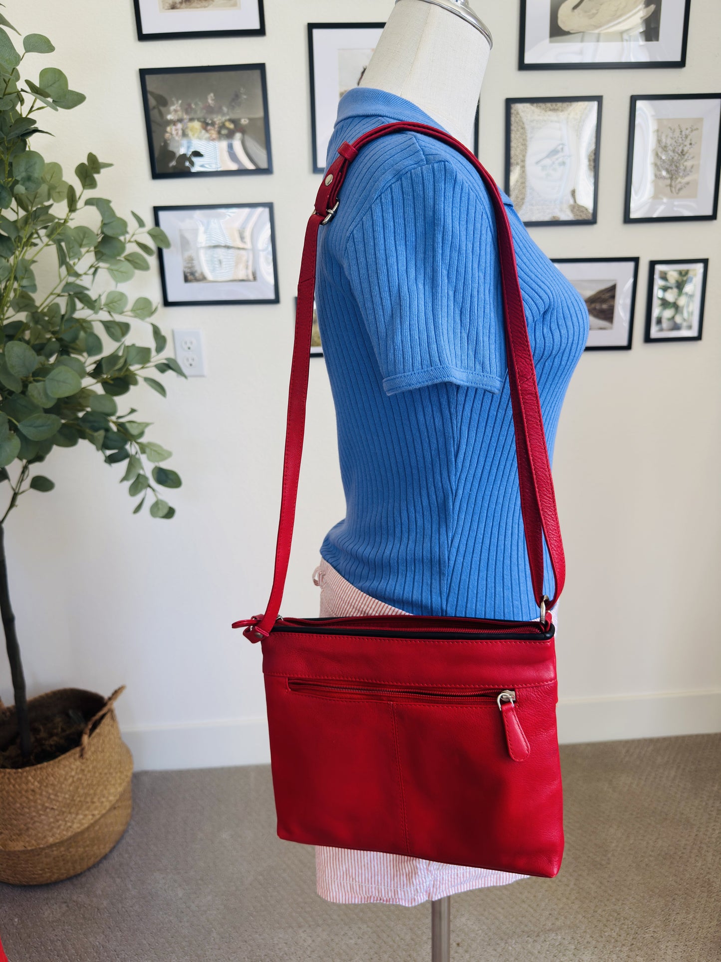 Pielino Red Leather Crossbody Bag