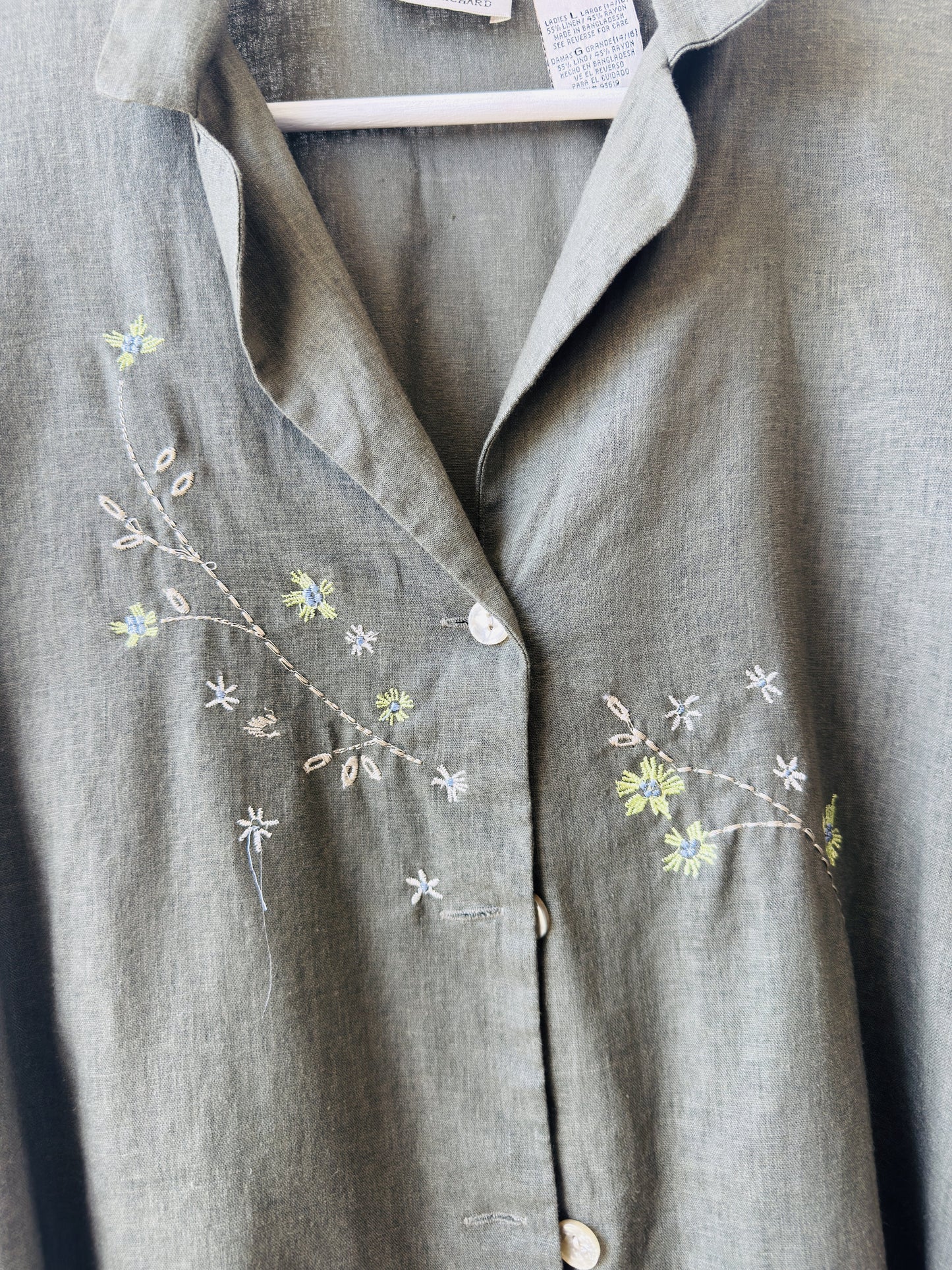 Uniform John Paul Richard Embroidered Linen Blend Shirt Size L