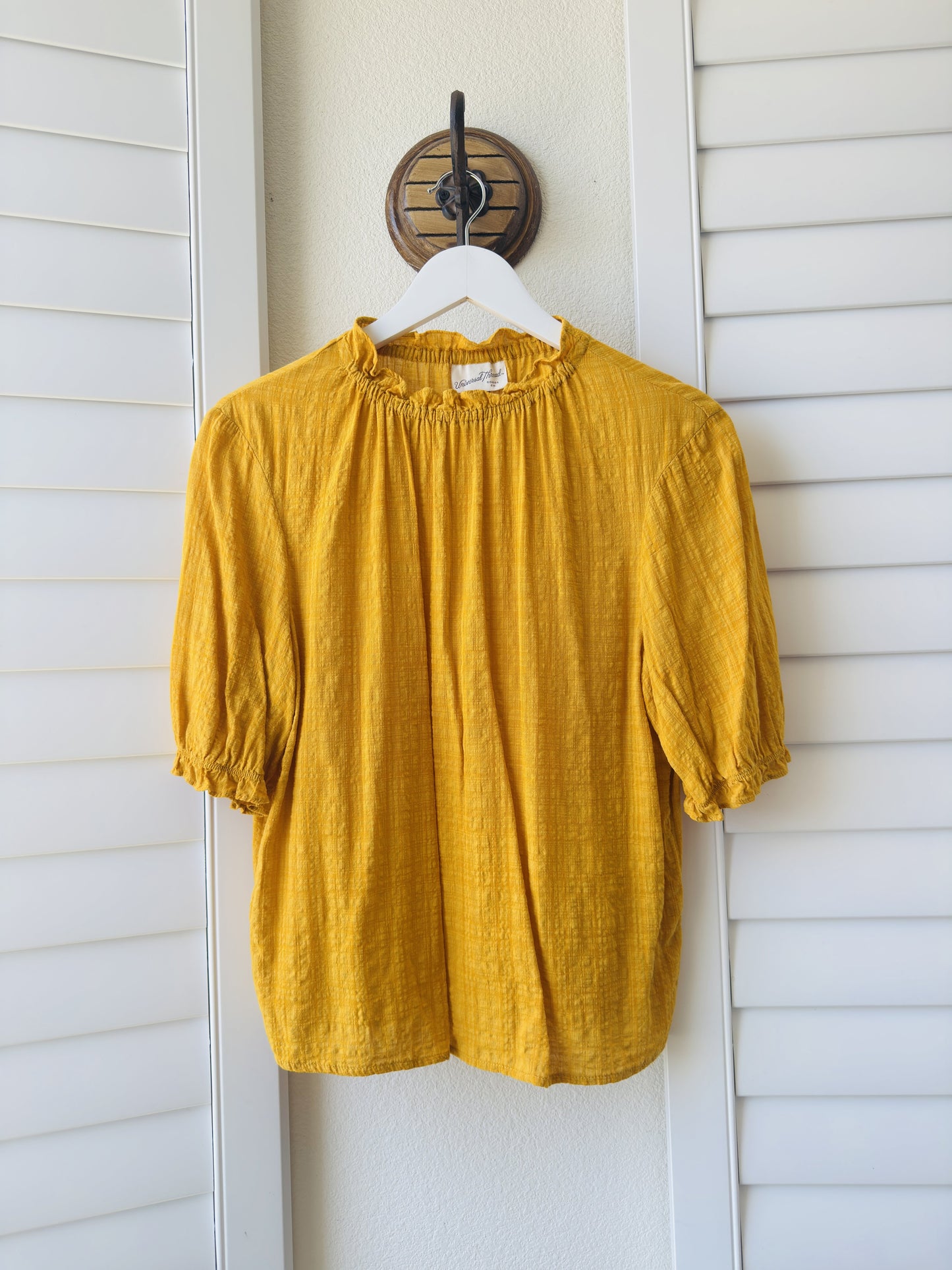 Universal Thread Mustard Yellow Ruffled Neck Blouse - Size S