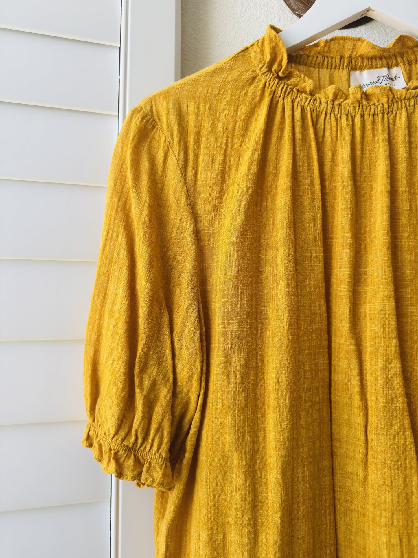 Universal Thread Mustard Yellow Ruffled Neck Blouse - Size S