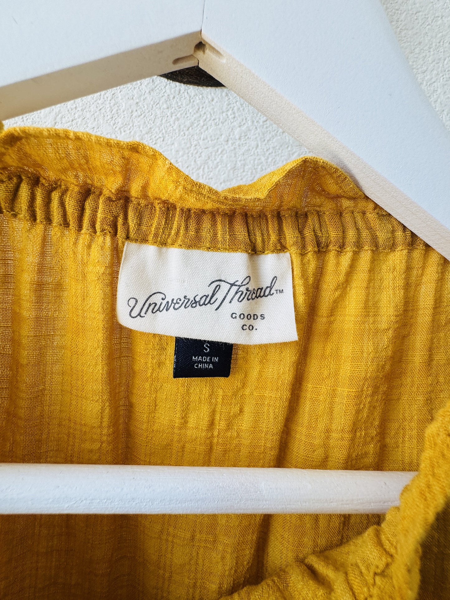 Universal Thread Mustard Yellow Ruffled Neck Blouse - Size S