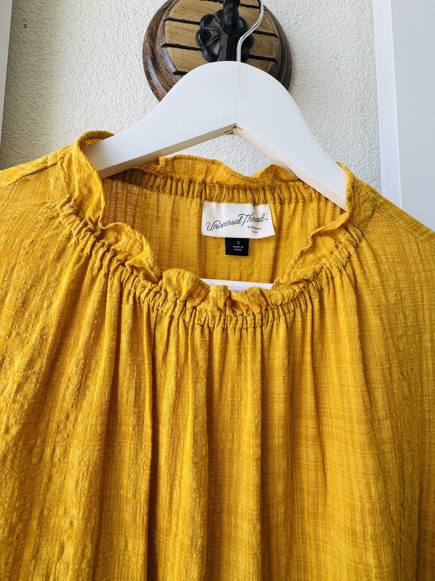 Universal Thread Mustard Yellow Ruffled Neck Blouse - Size S