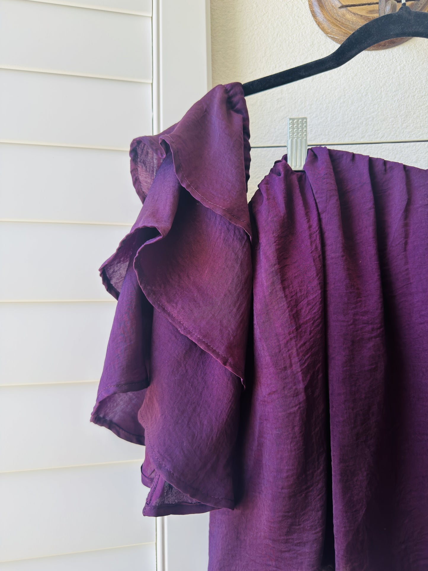 Miami Purple Ruffled Off-The-Shoulder Top - Size S