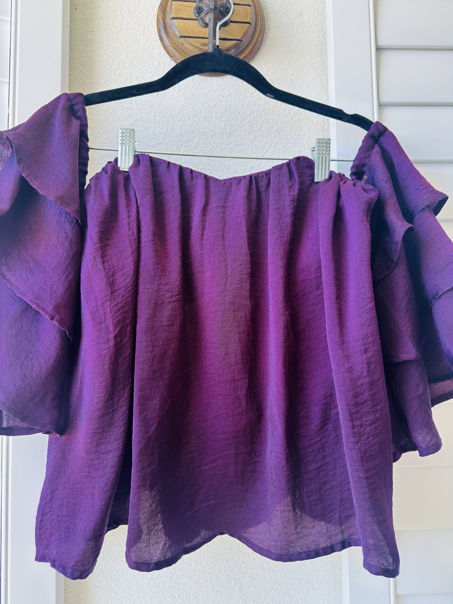 Miami Purple Ruffled Off-The-Shoulder Top - Size S
