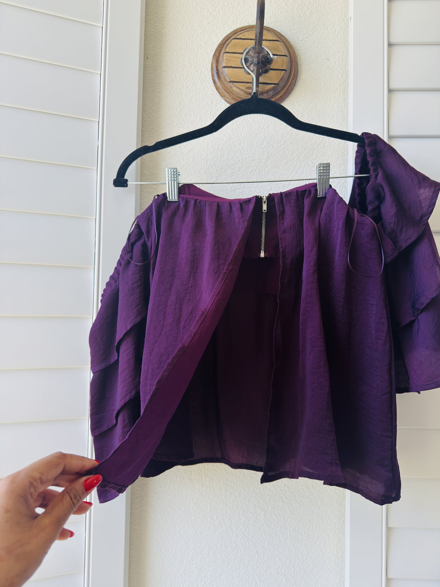 Miami Purple Ruffled Off-The-Shoulder Top - Size S