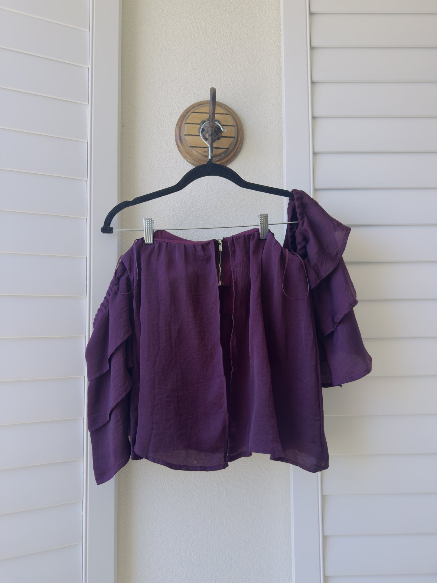 Miami Purple Ruffled Off-The-Shoulder Top - Size S