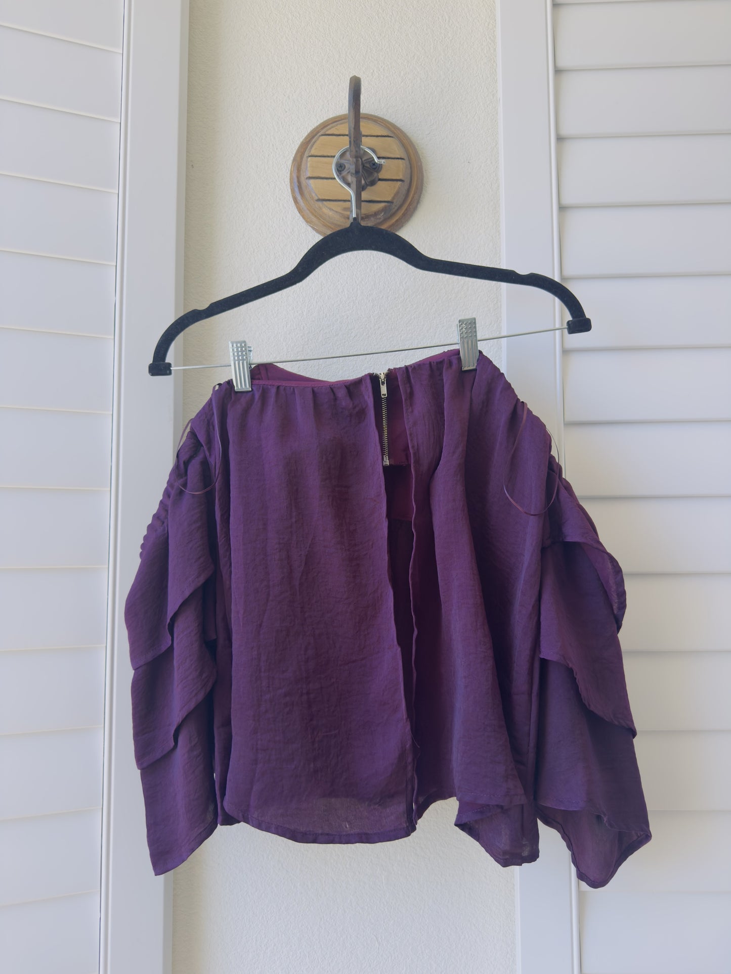 Miami Purple Ruffled Off-The-Shoulder Top - Size S