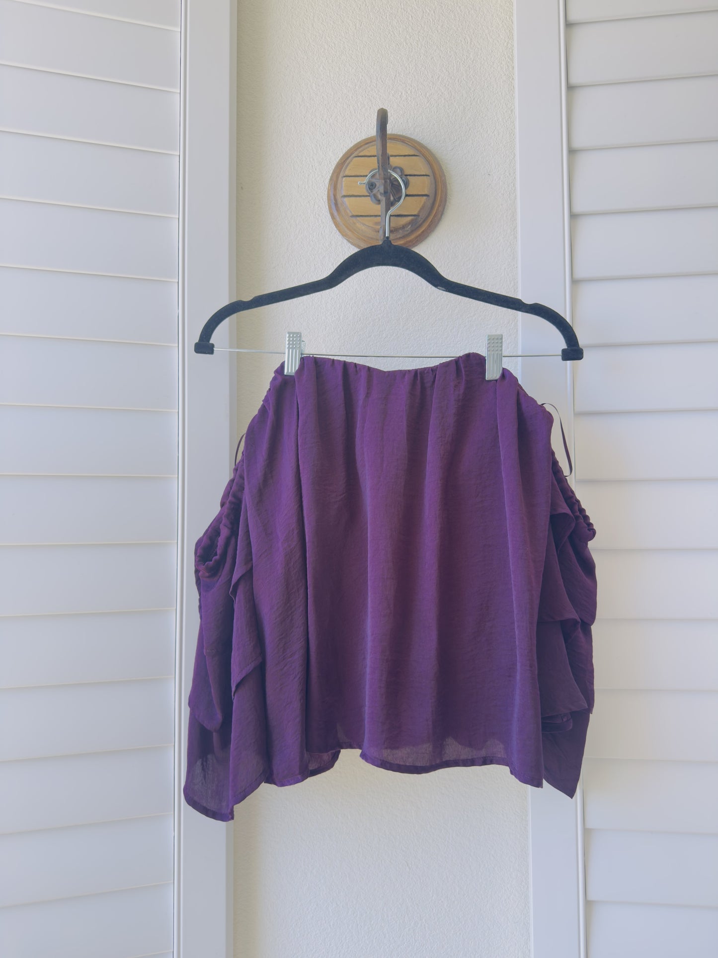 Miami Purple Ruffled Off-The-Shoulder Top - Size S