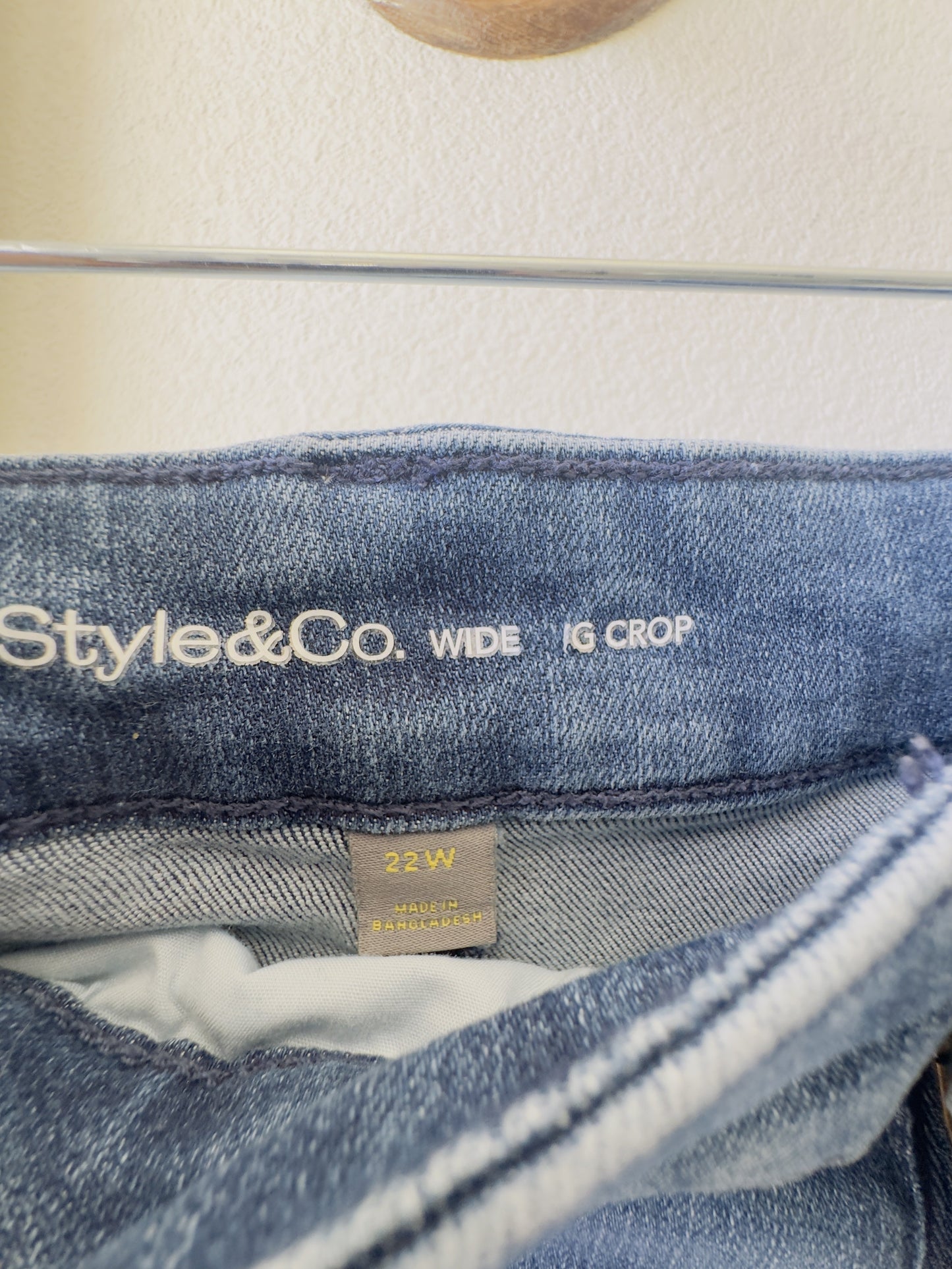 Style & Co. Lace-Hem Embroidered Wide Leg Crop Jeans Size 22W