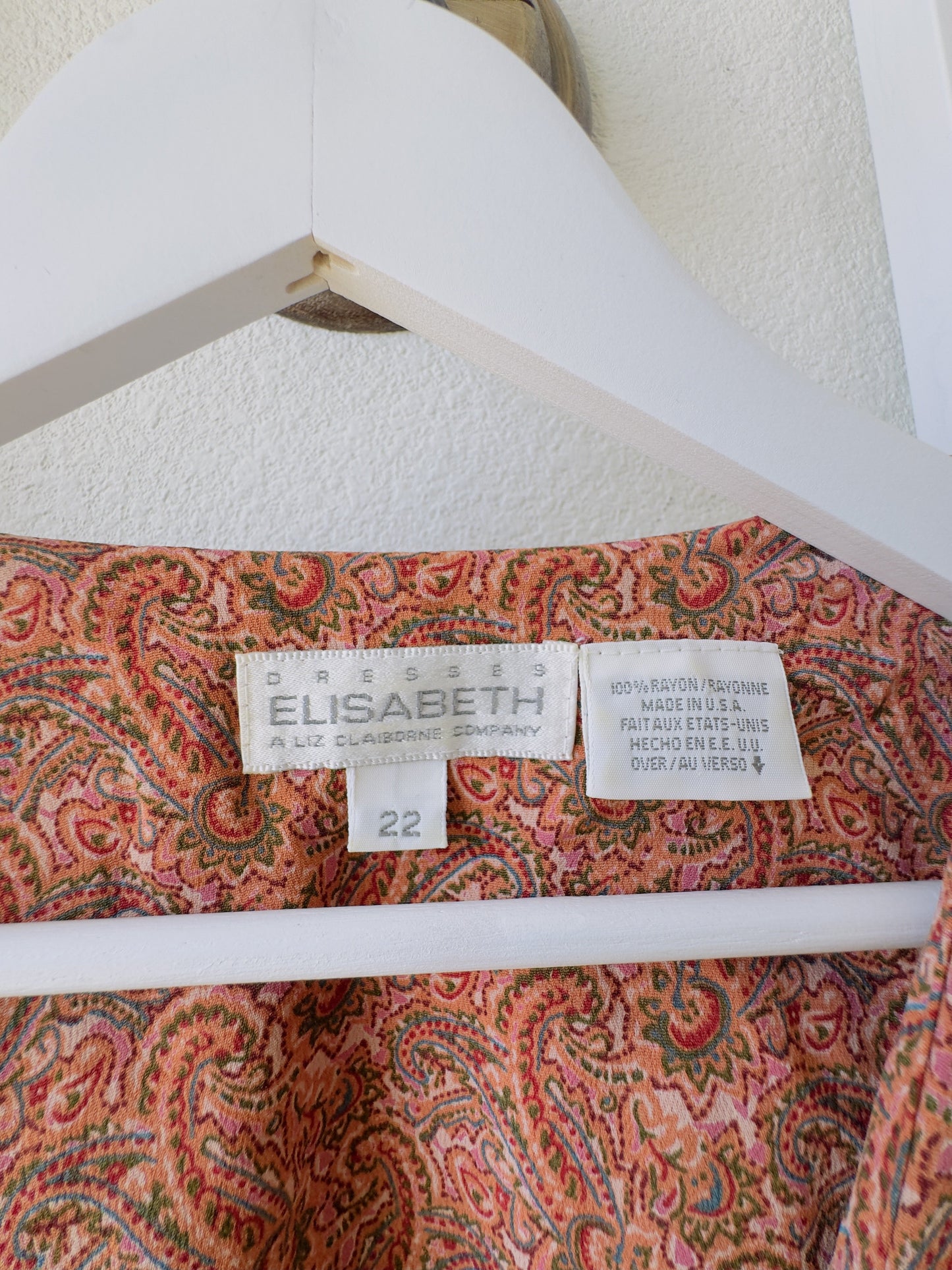 Elisabeth Vintage Paisley Ruffle Button-Down Blouse Size 22