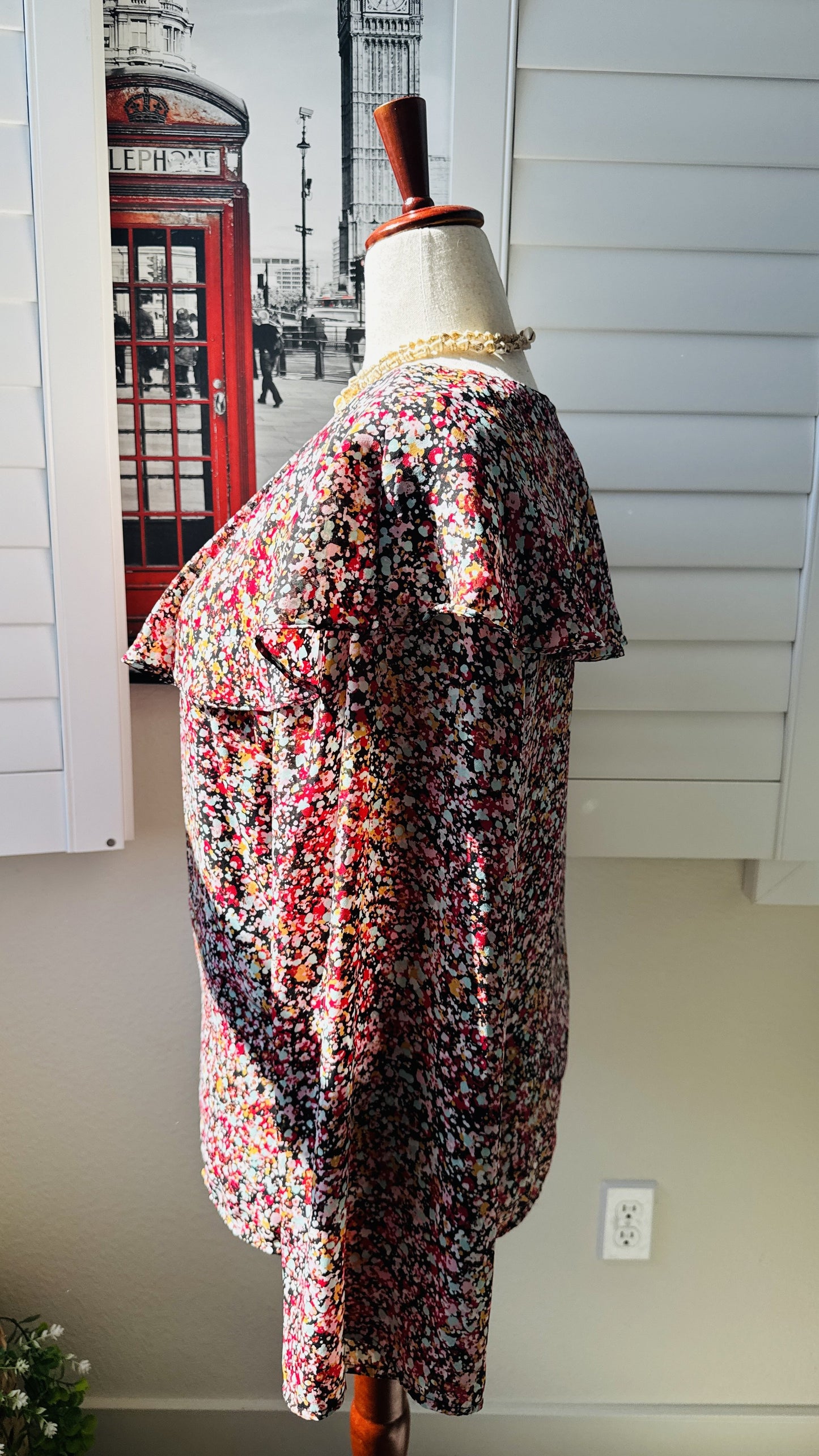 I.N.C. International Concepts Women's Floral Print Cold Shoulder Ruffled Blouse XL