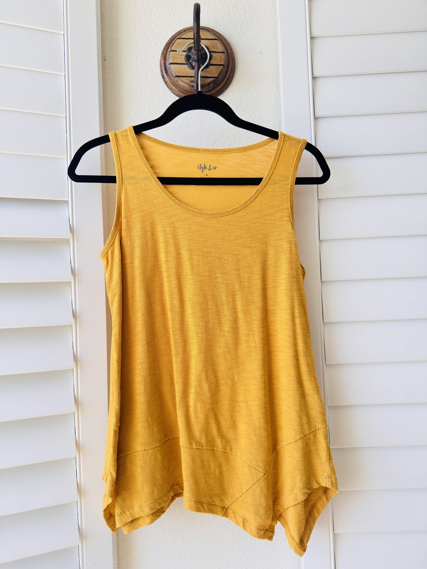 Style & Co Mustard Yellow Asymmetric Hem Tank Top - Size S