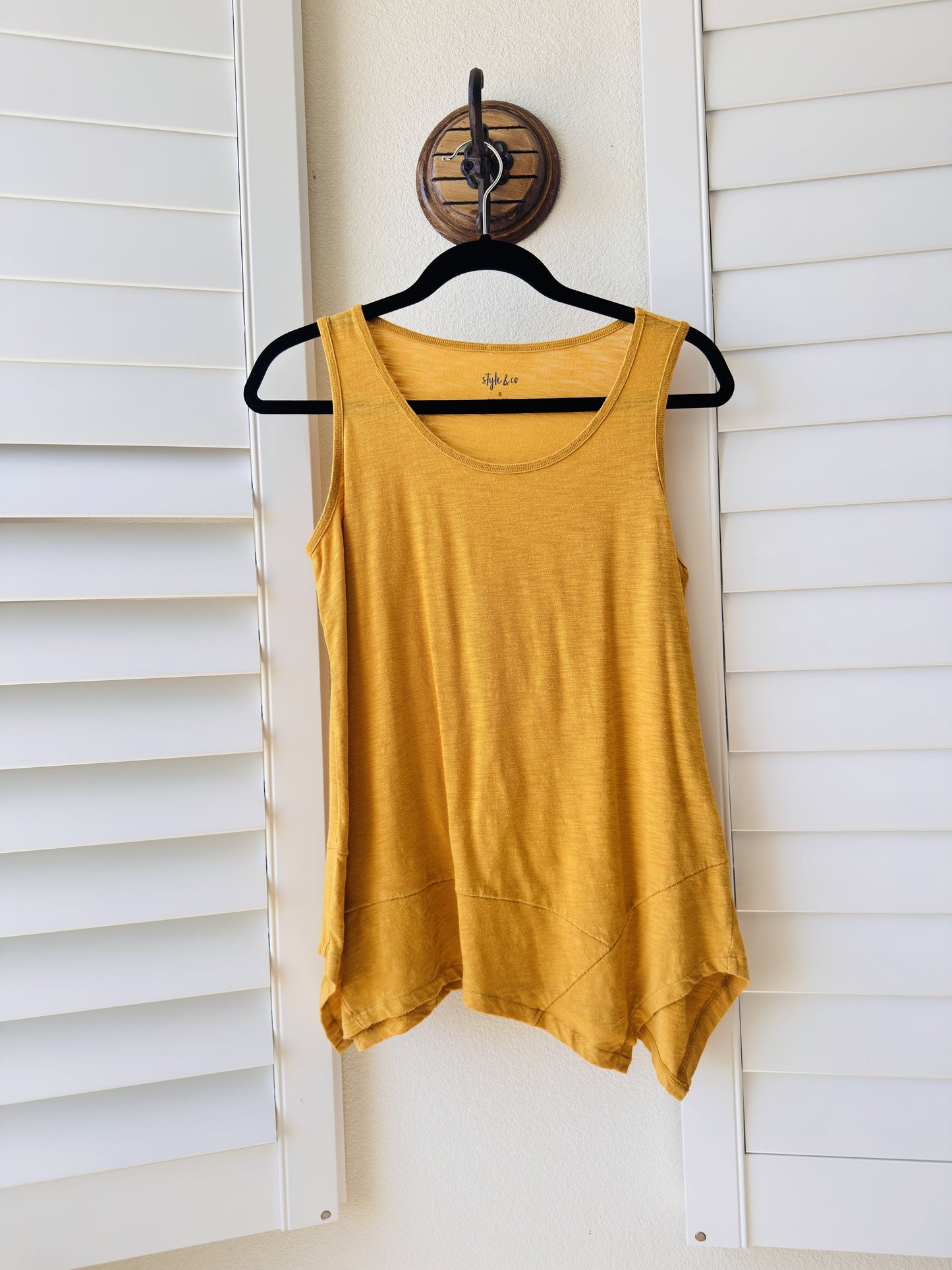 Style & Co Mustard Yellow Asymmetric Hem Tank Top - Size S