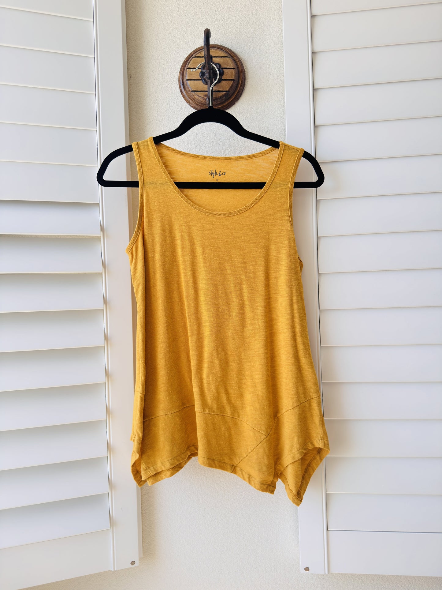 Style & Co Mustard Yellow Asymmetric Hem Tank Top - Size S