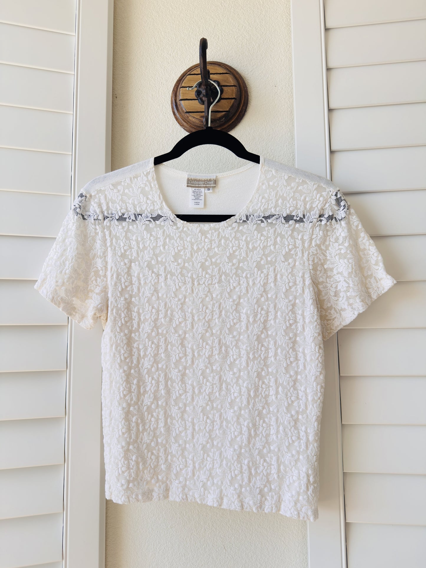 Coldwater Creek Ivory Lace Short Sleeve Top - Size S