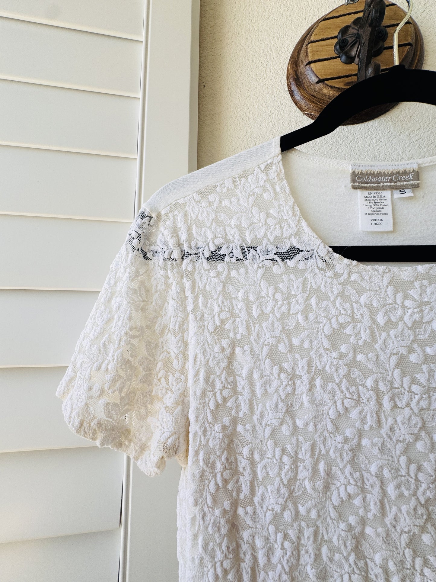 Coldwater Creek Ivory Lace Short Sleeve Top - Size S