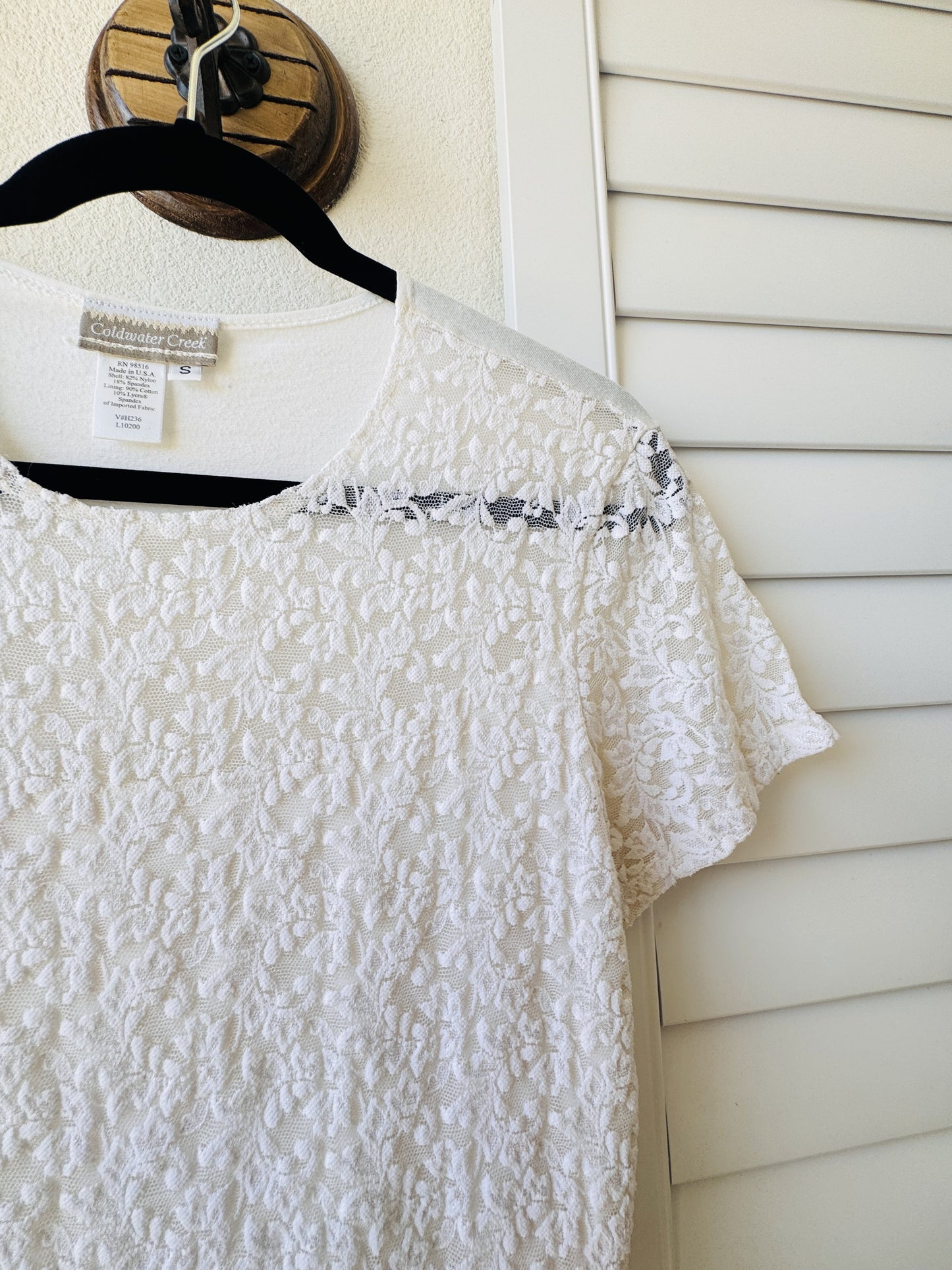 Coldwater Creek Ivory Lace Short Sleeve Top - Size S