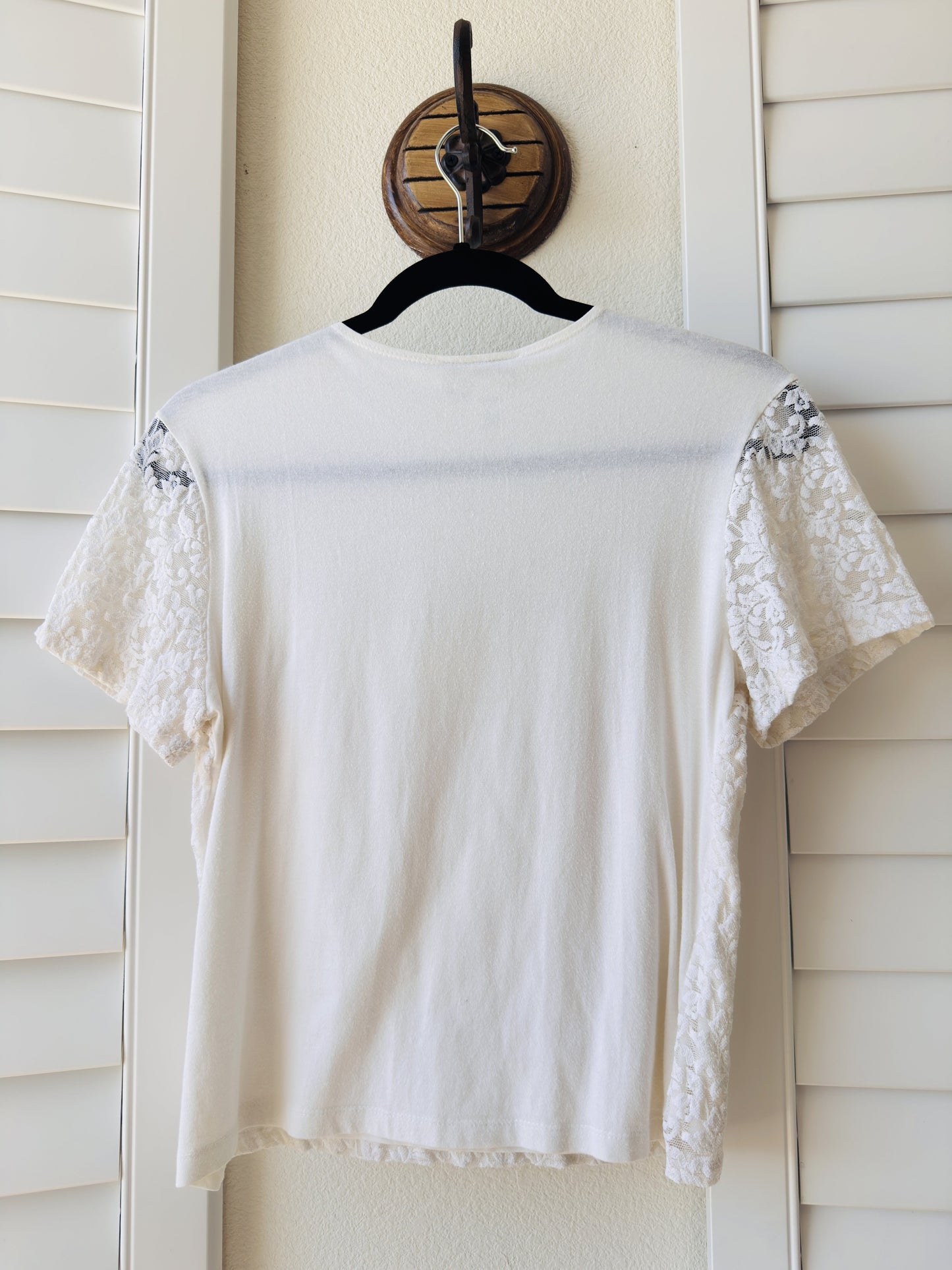 Coldwater Creek Ivory Lace Short Sleeve Top - Size S