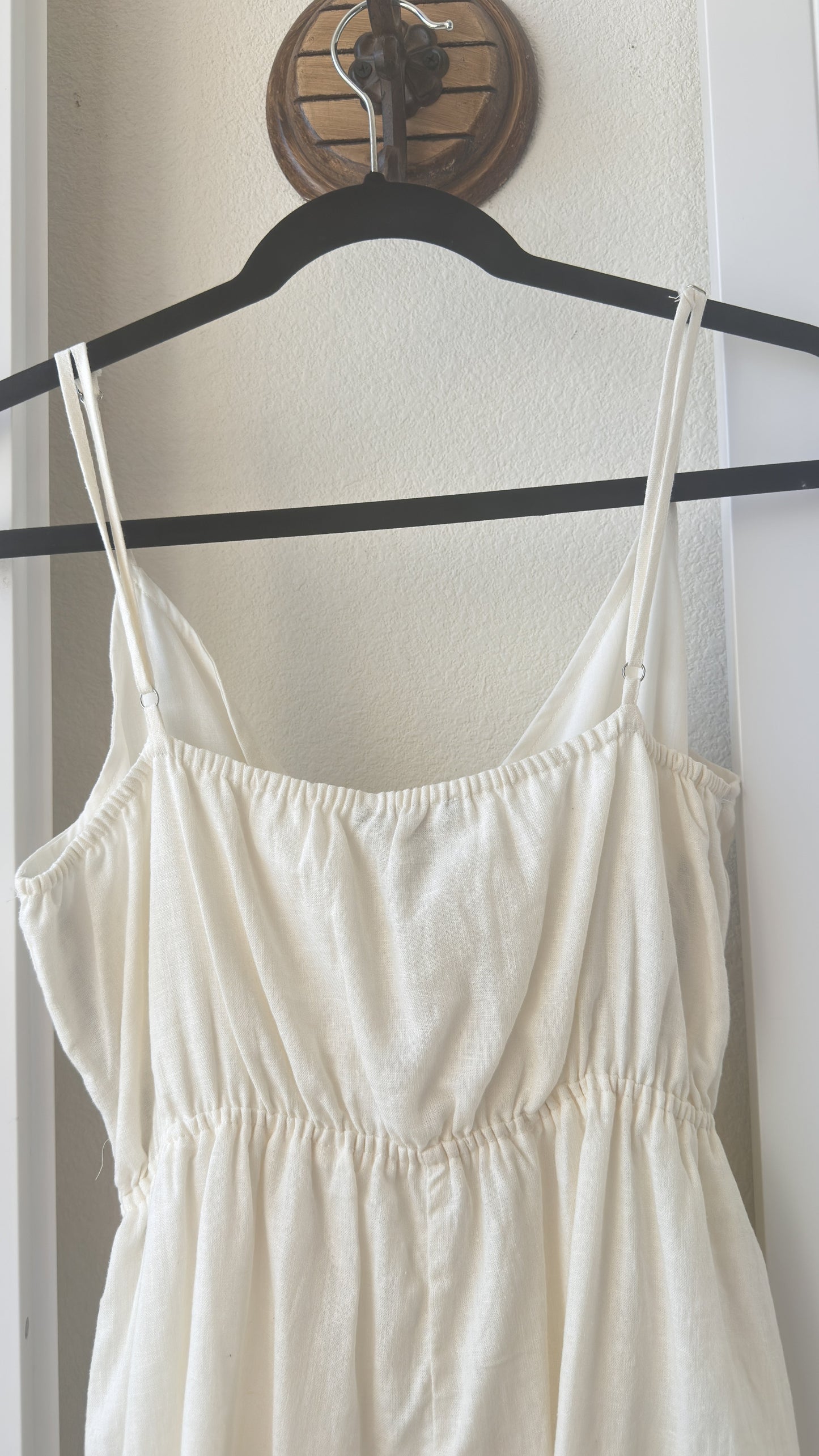 Forever 21 Linen-Blend Wrap Romper with Shell Fringe - Size M