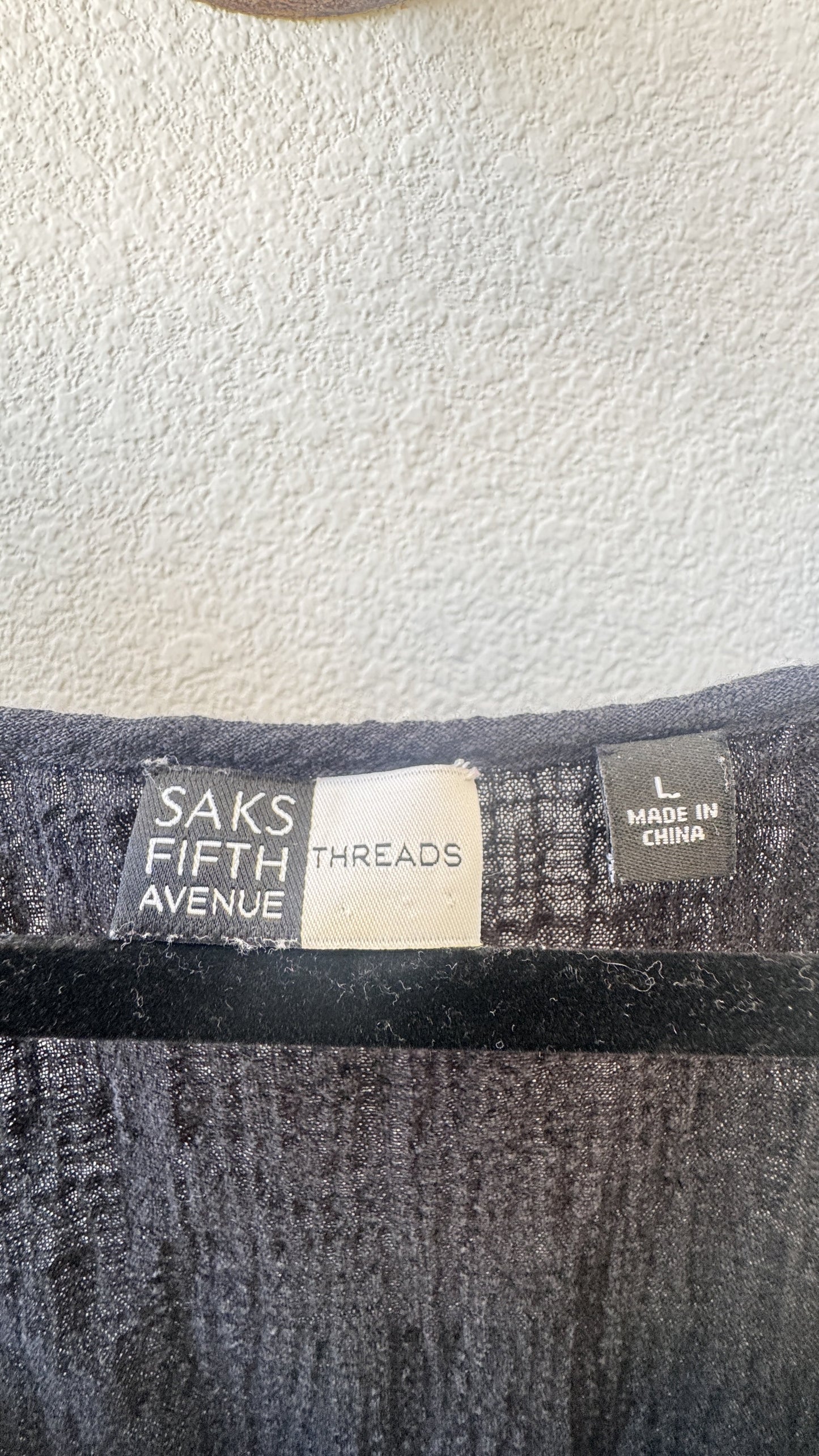 Saks Fifth Avenue Threads Black Smocked Gauze Romper - Size L