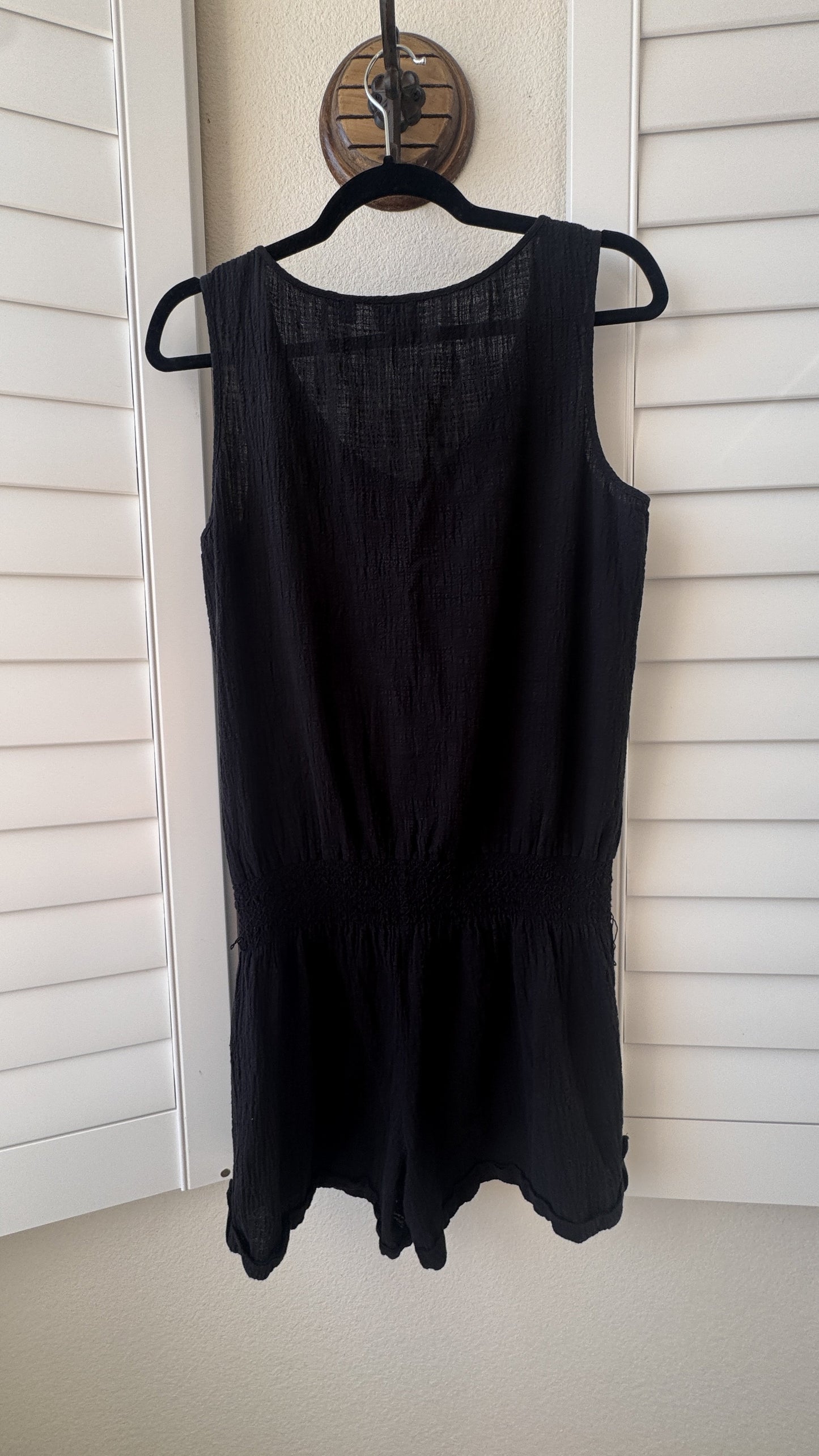 Saks Fifth Avenue Threads Black Smocked Gauze Romper - Size L