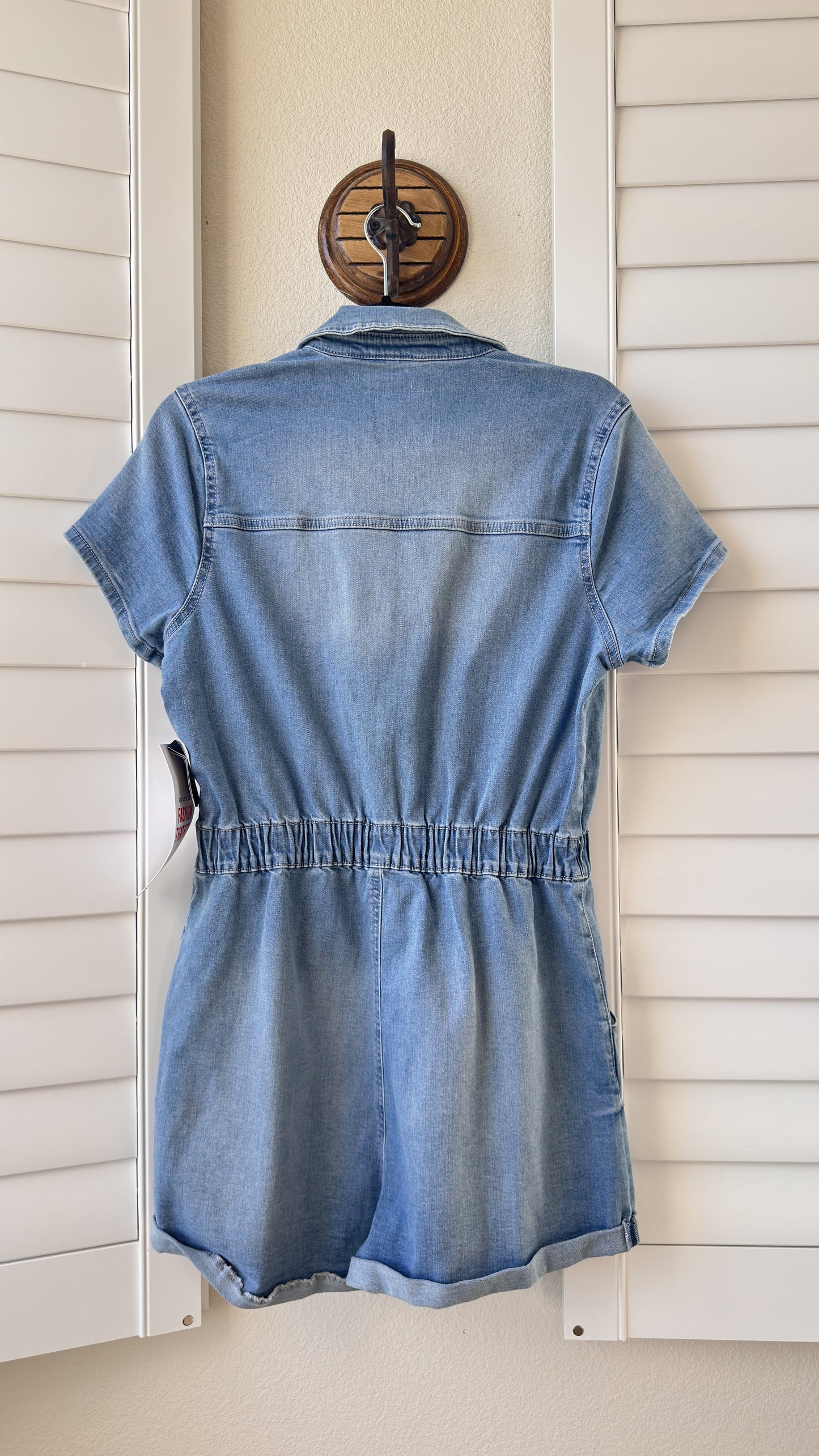 Celebrity Pink Light Wash Denim Utility Romper - Size M