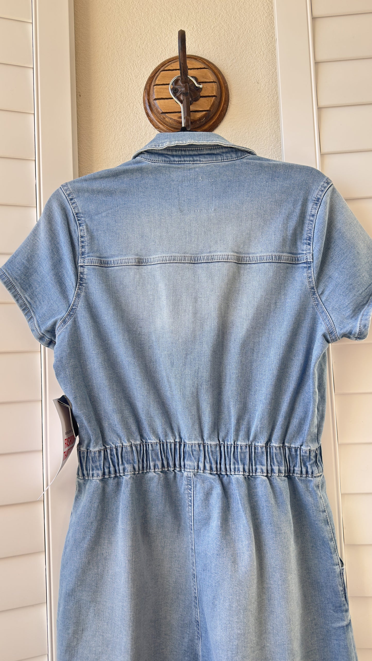 Celebrity Pink Light Wash Denim Utility Romper - Size M