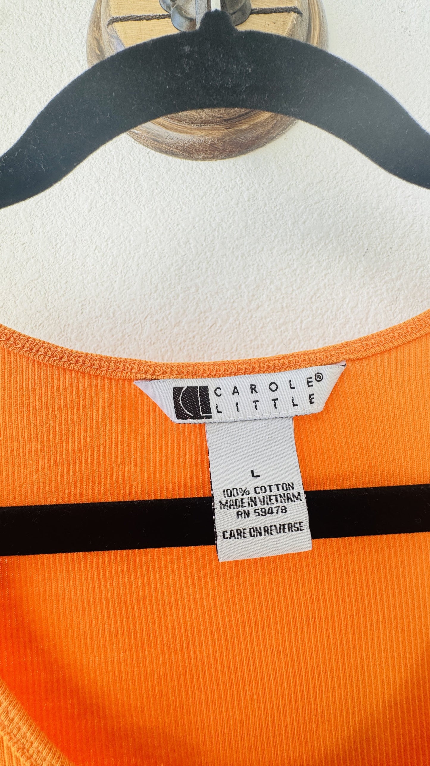 Carole Little Orange Ribbed Cotton Tank Top - Size L