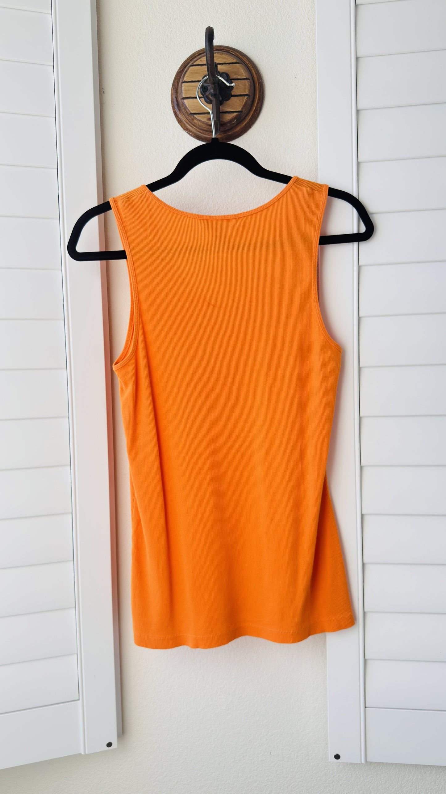 Carole Little Orange Ribbed Cotton Tank Top - Size L