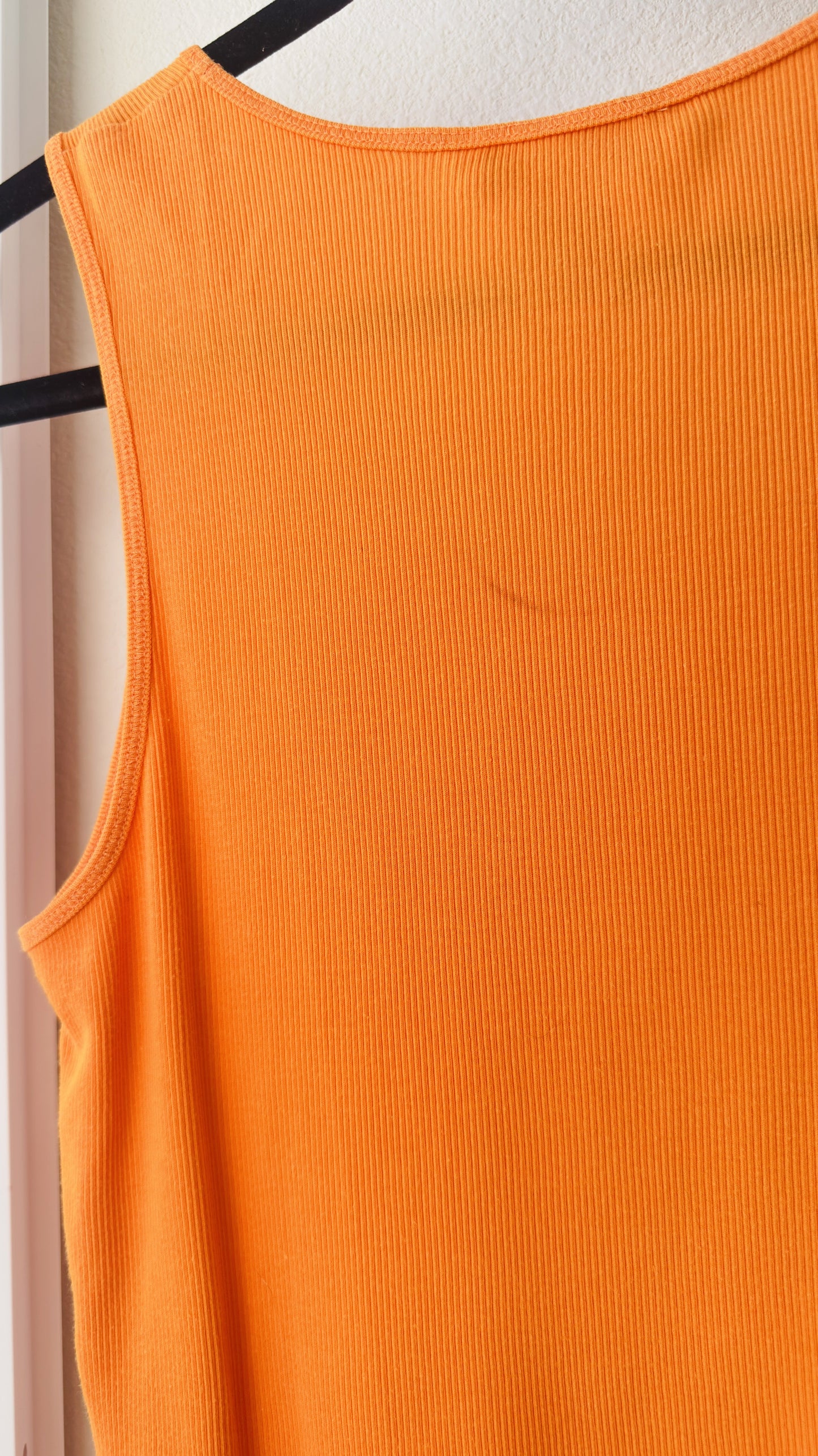 Carole Little Orange Ribbed Cotton Tank Top - Size L