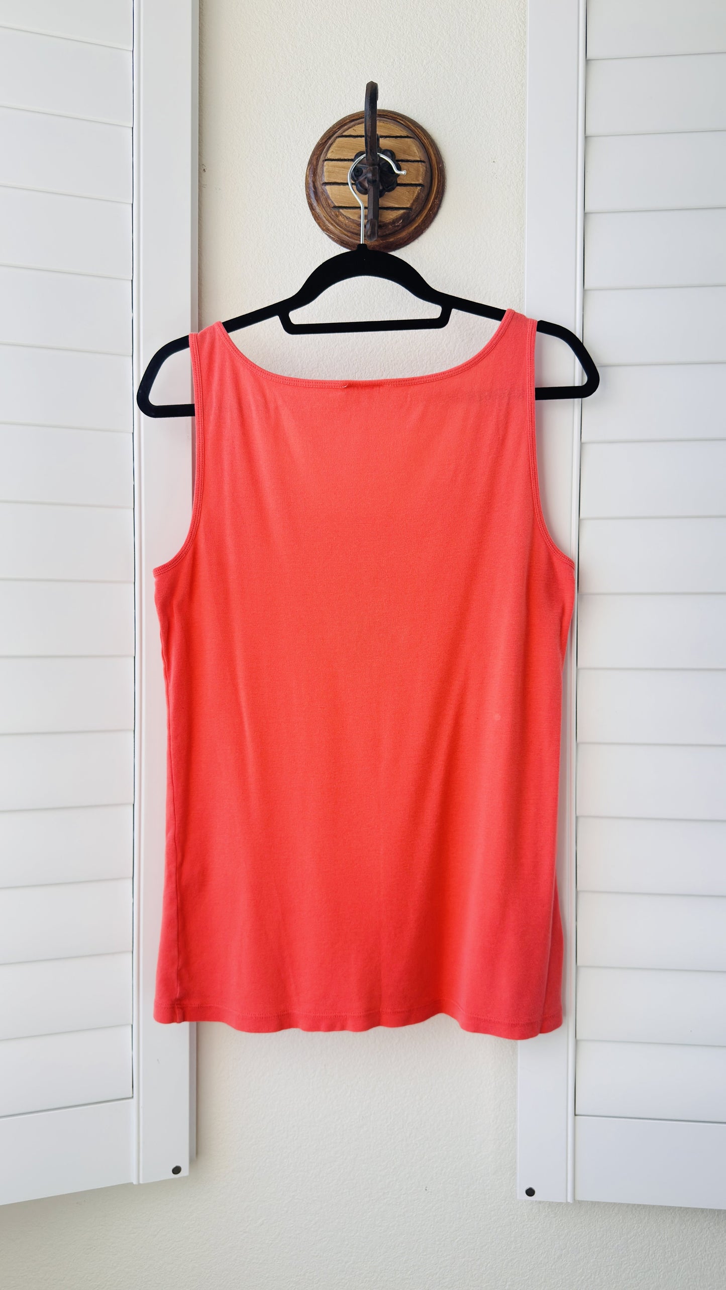 LOFT Coral Pink Lace Trim Scoop Neck Tank Top - Size L