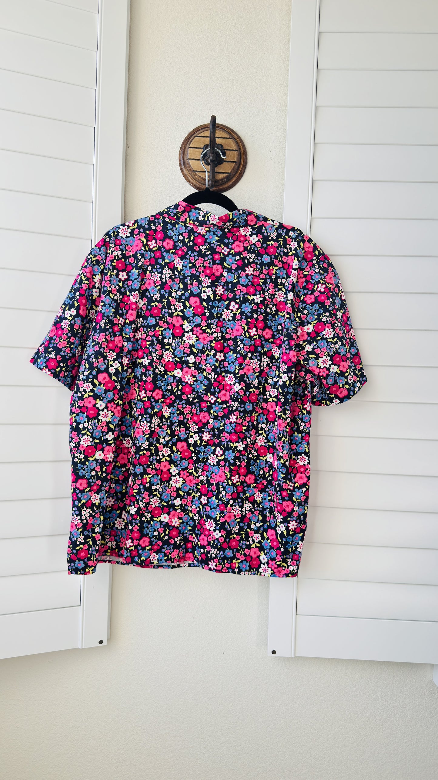 Elisabeth by Liz Claiborne Floral Short Sleeve Button-Up Blouse Size 18