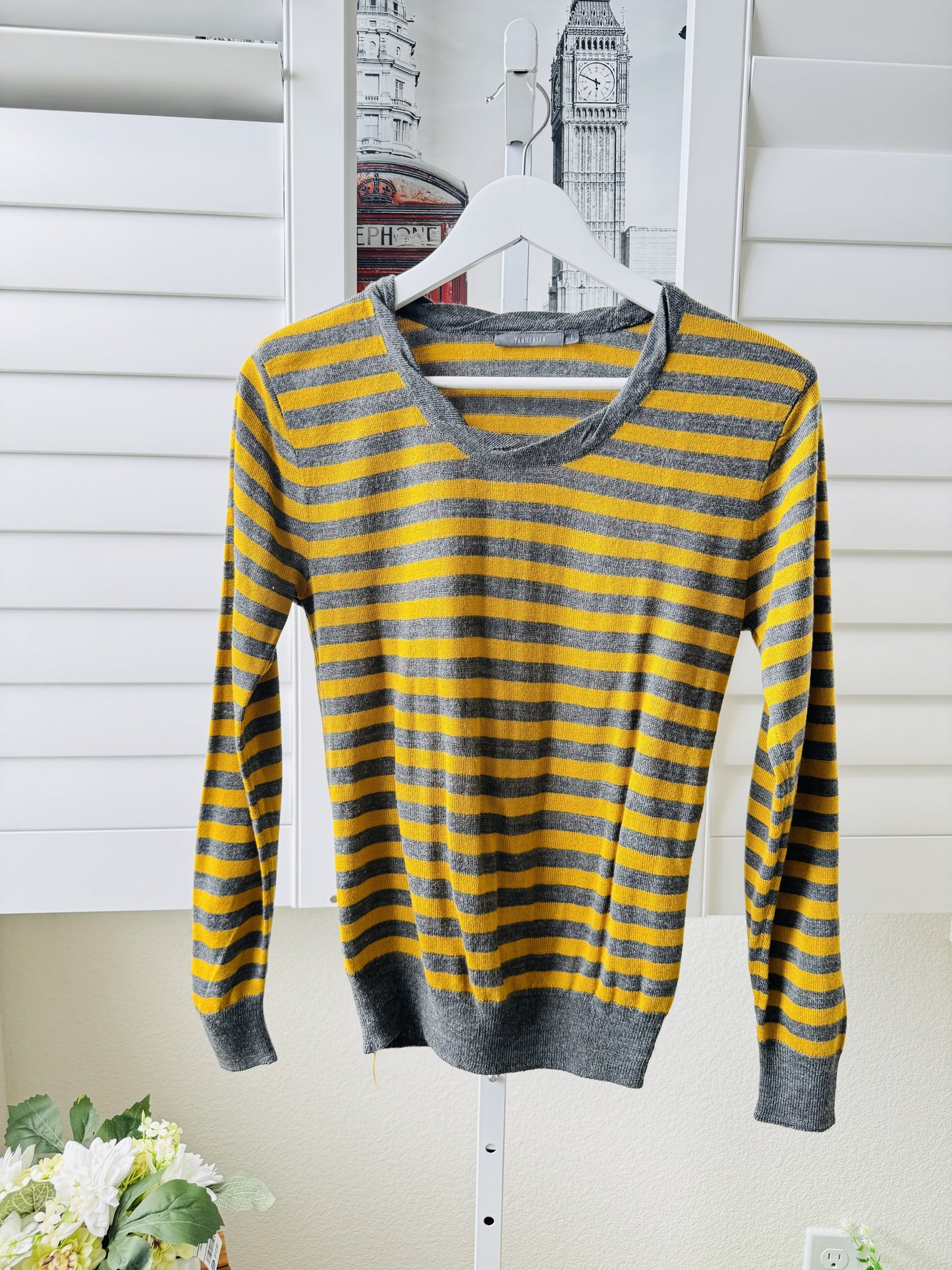 Van Heusen Striped Long Sleeve Knit Sweater - Size L