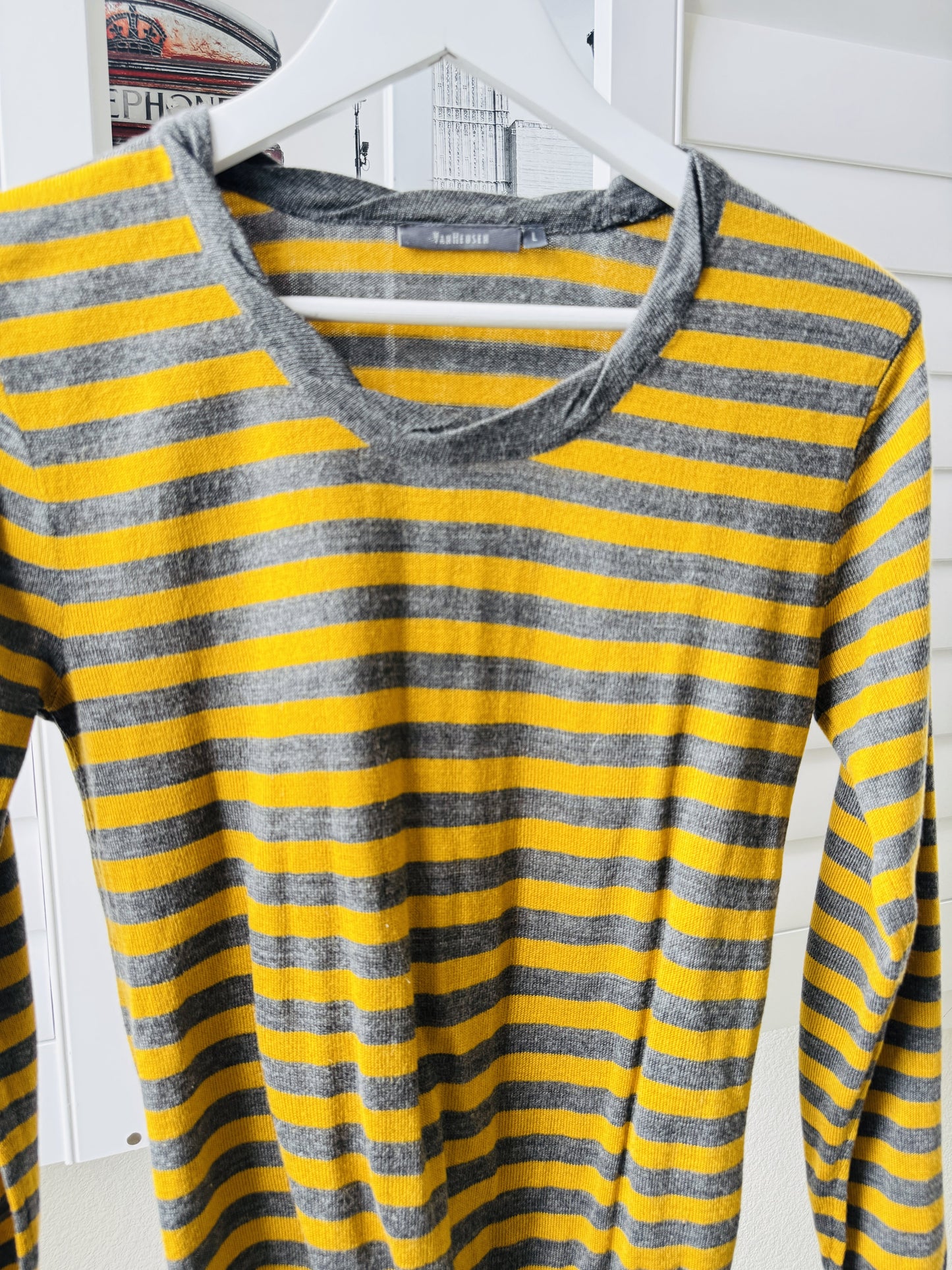 Van Heusen Striped Long Sleeve Knit Sweater - Size L