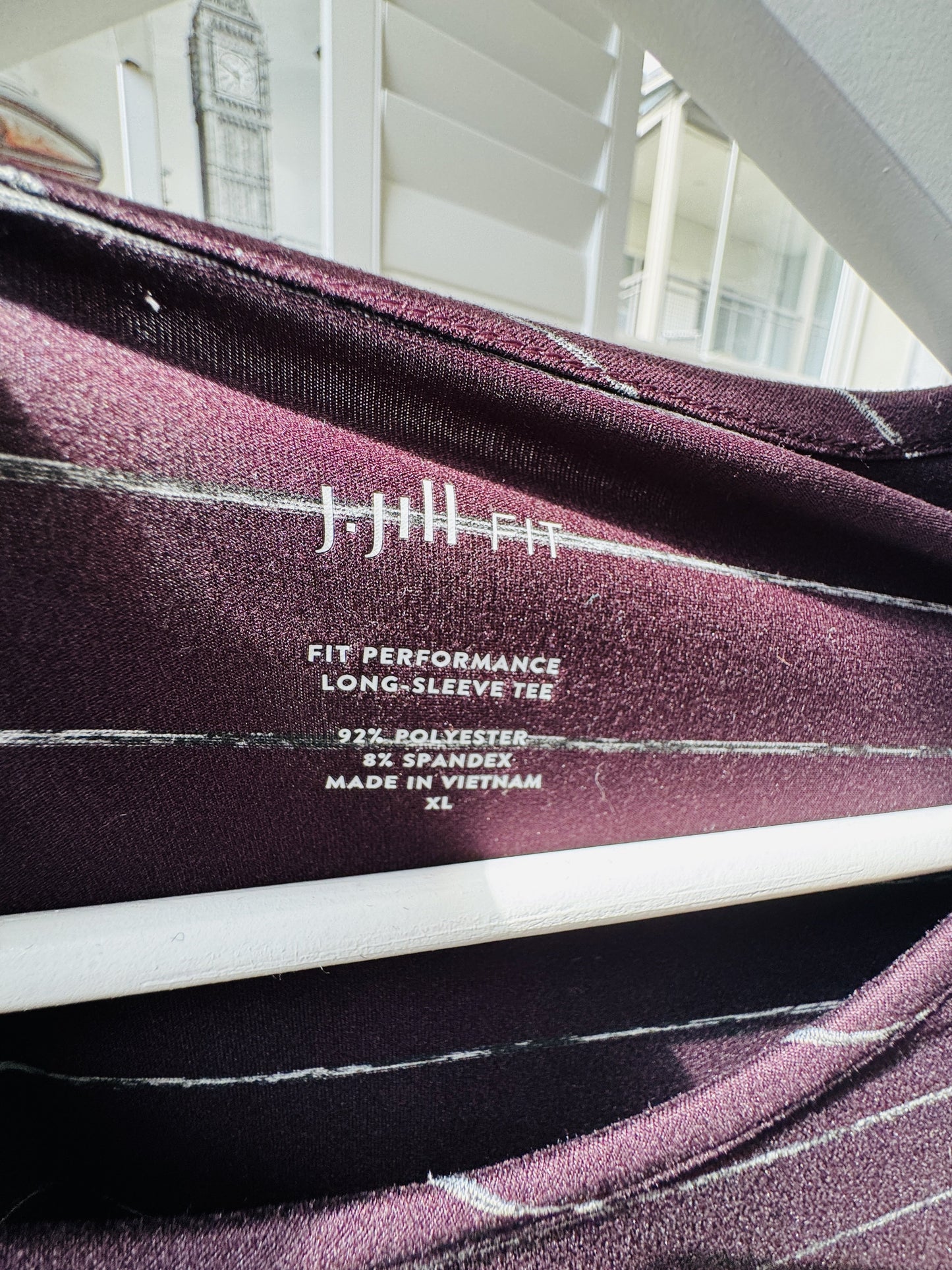 J.Jill Fit Purple Striped Performance Long-Sleeve Tee - Size XL