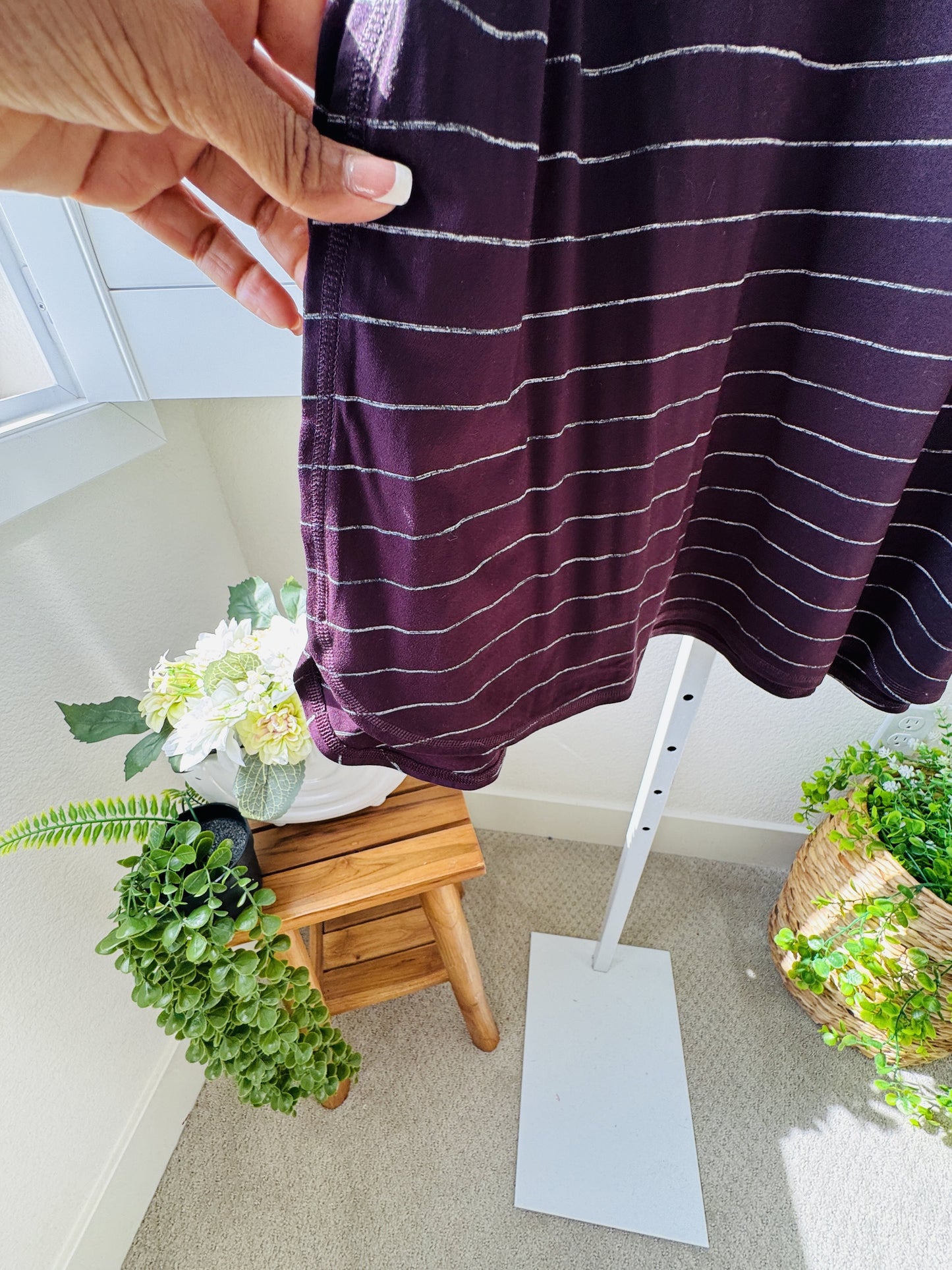 J.Jill Fit Purple Striped Performance Long-Sleeve Tee - Size XL
