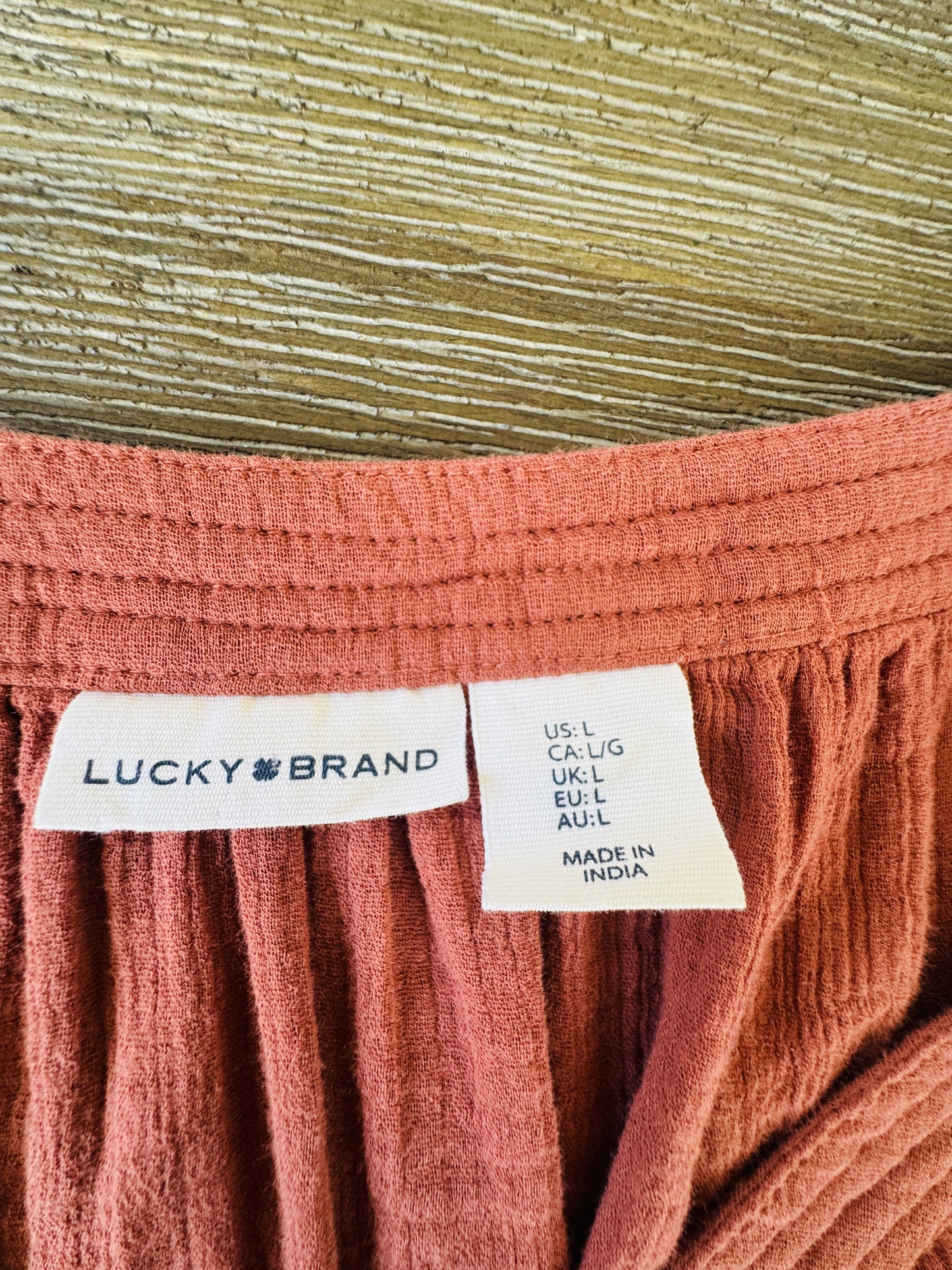 Lucky Brand Terracotta Cotton Gauze Tiered Maxi Dress - Size L