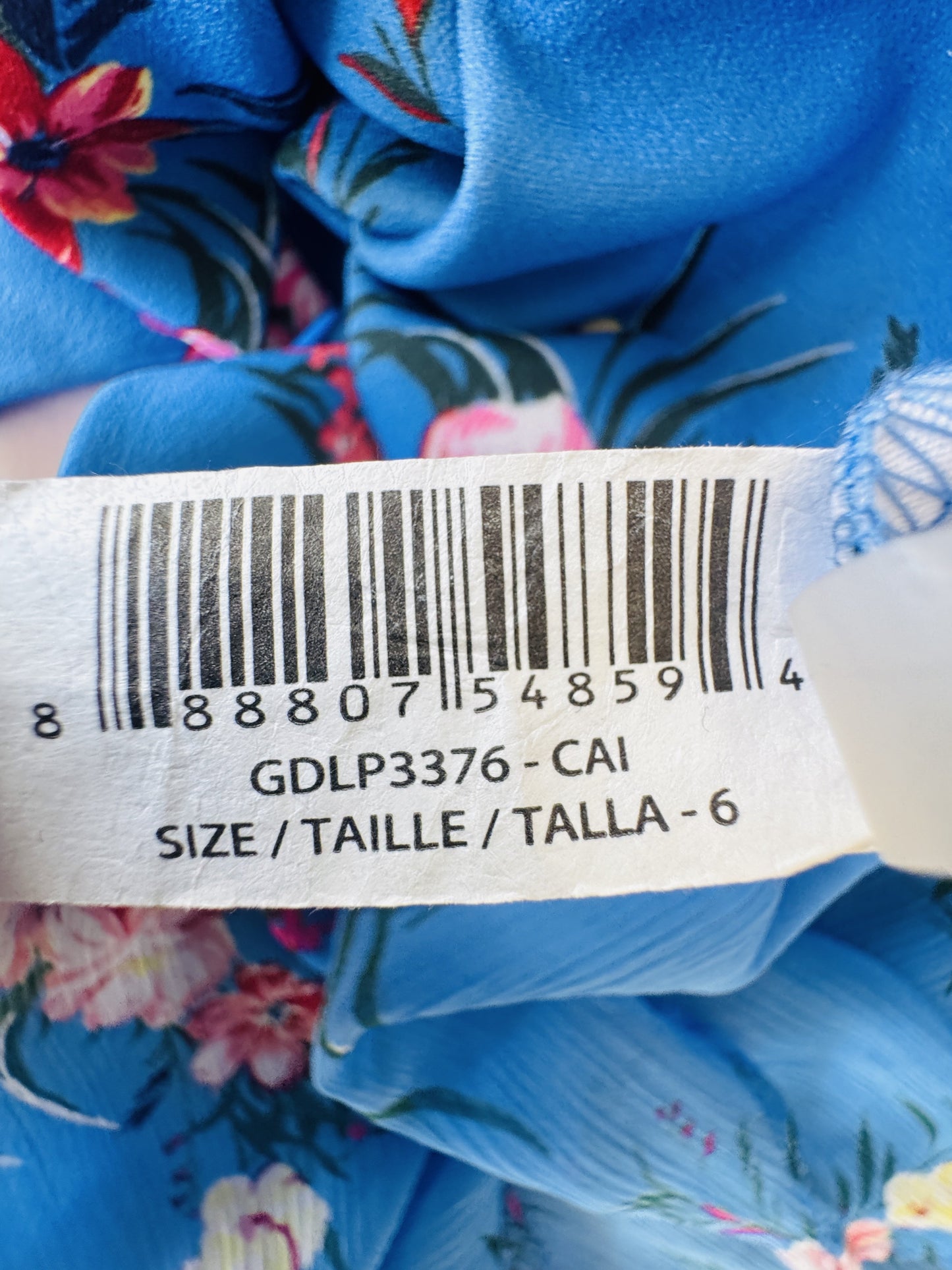 Guess Blue Floral Overlay Romper - Size 6