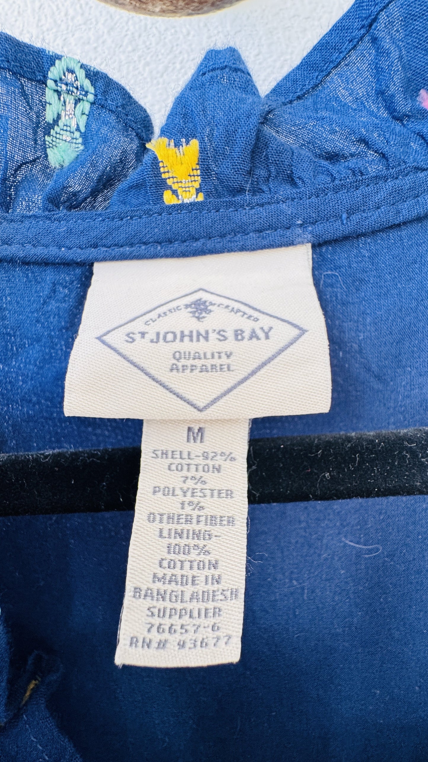 St. John's Bay Blue Embroidered Tiered Midi Dress - Size M