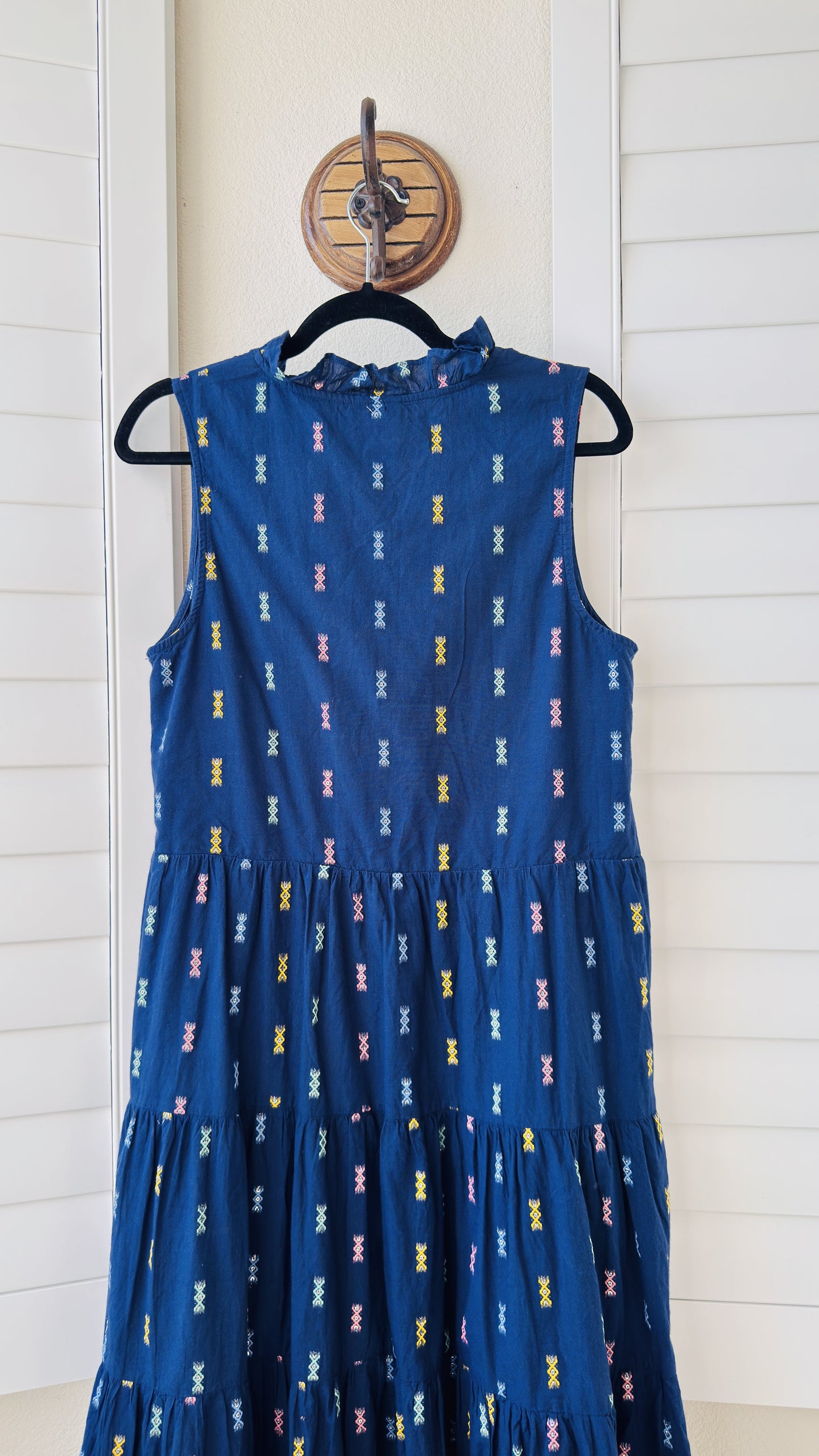 St. John's Bay Blue Embroidered Tiered Midi Dress - Size M