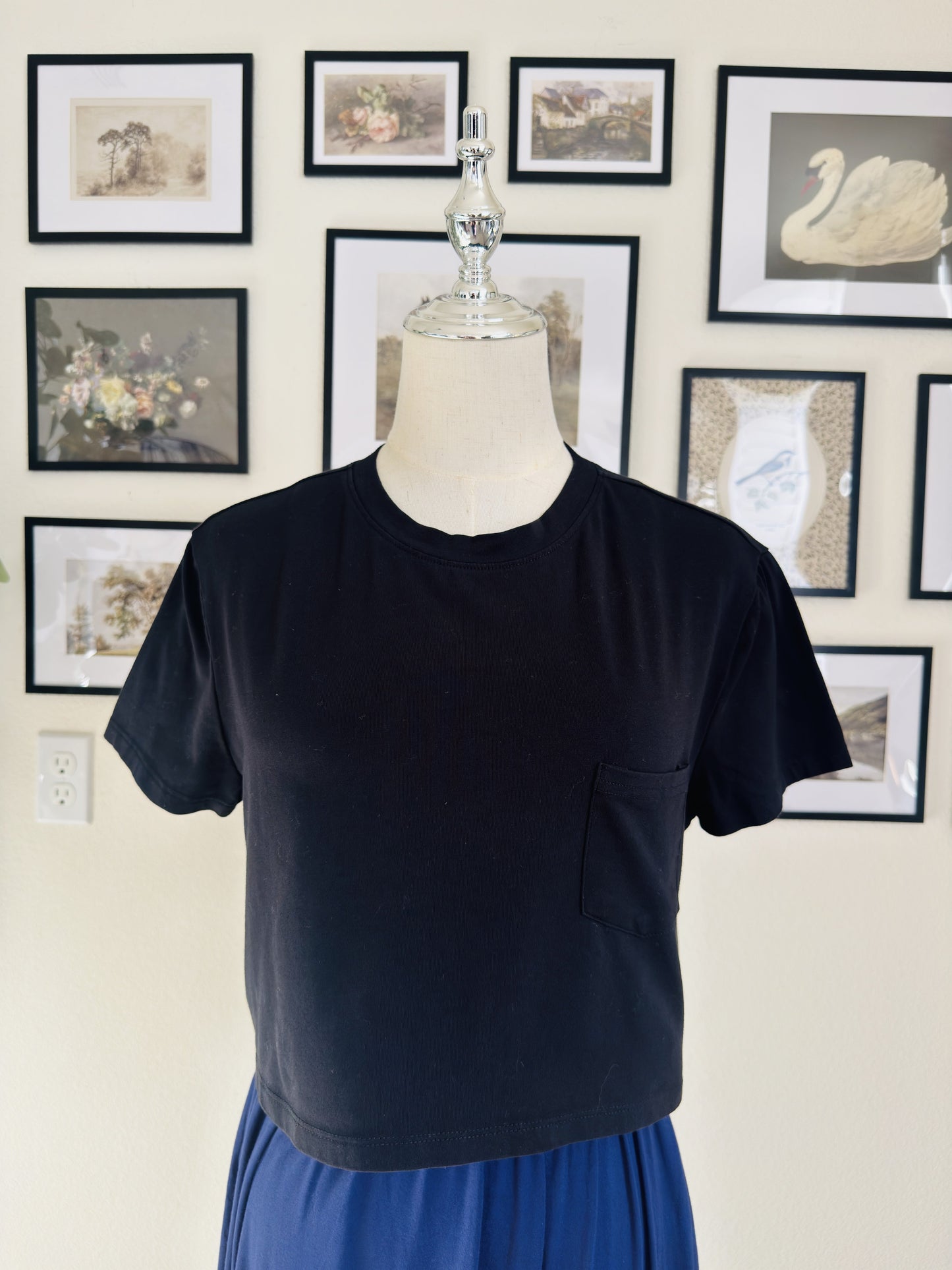 Better Be Black Cropped Pocket T-Shirt, Size S